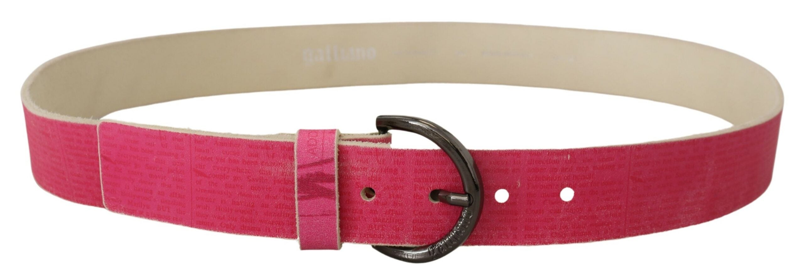 Pink Leather Letter Logo Round Buckle Waist Belt - ventzia