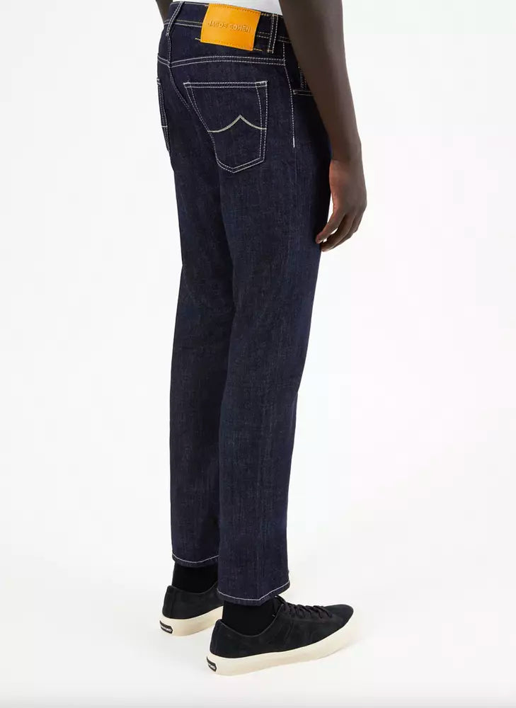 Blue Cotton Men Jeans with Straight Leg Cut - ventzia