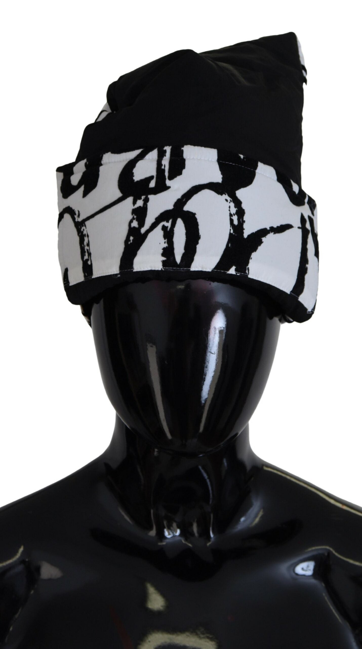White Printed Nylon Women Winter Beanie Cap Hat - ventzia