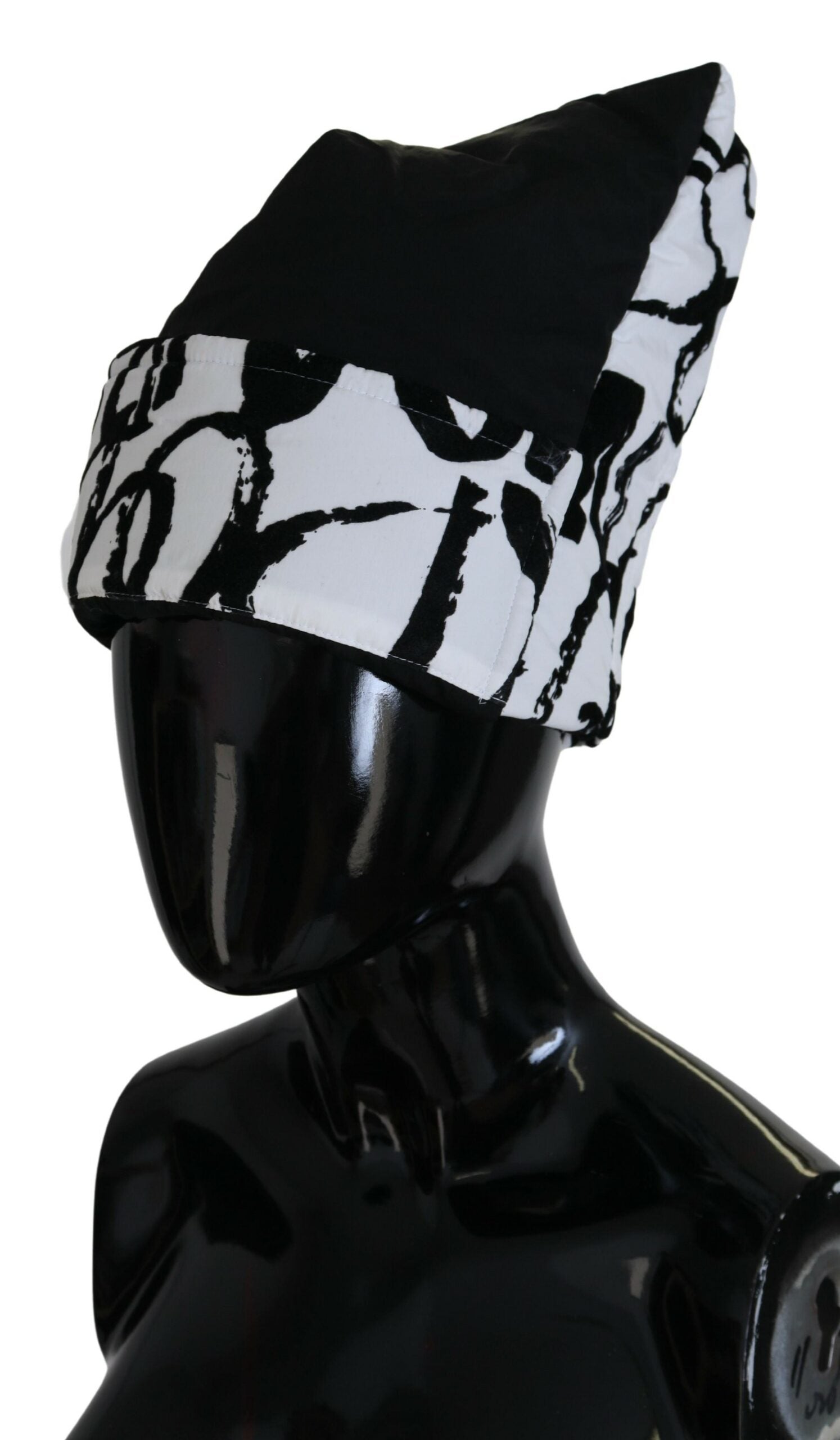 White Printed Nylon Women Winter Beanie Cap Hat - ventzia