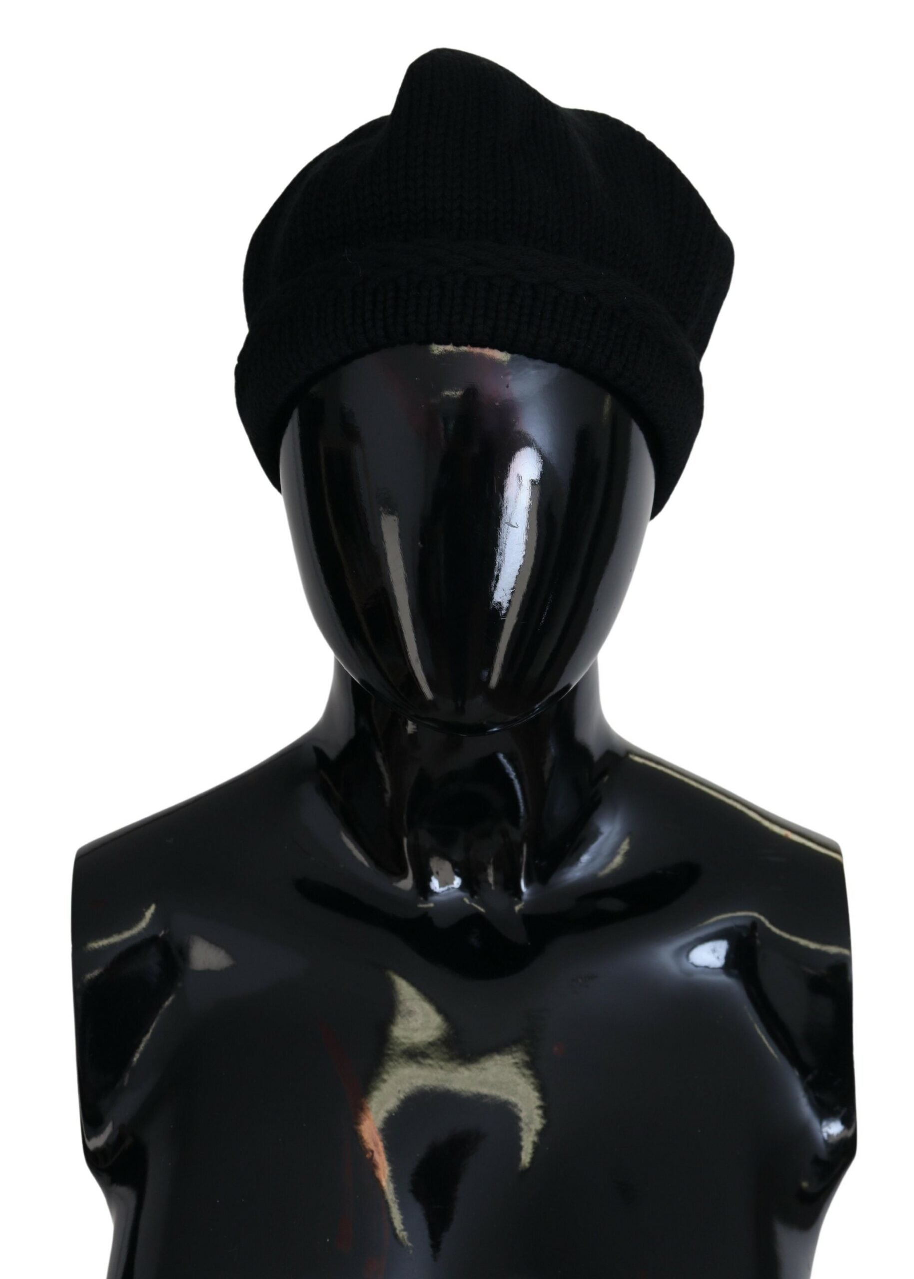 Black Virgin Wool Women Winter Beanie Cap Hat - ventzia