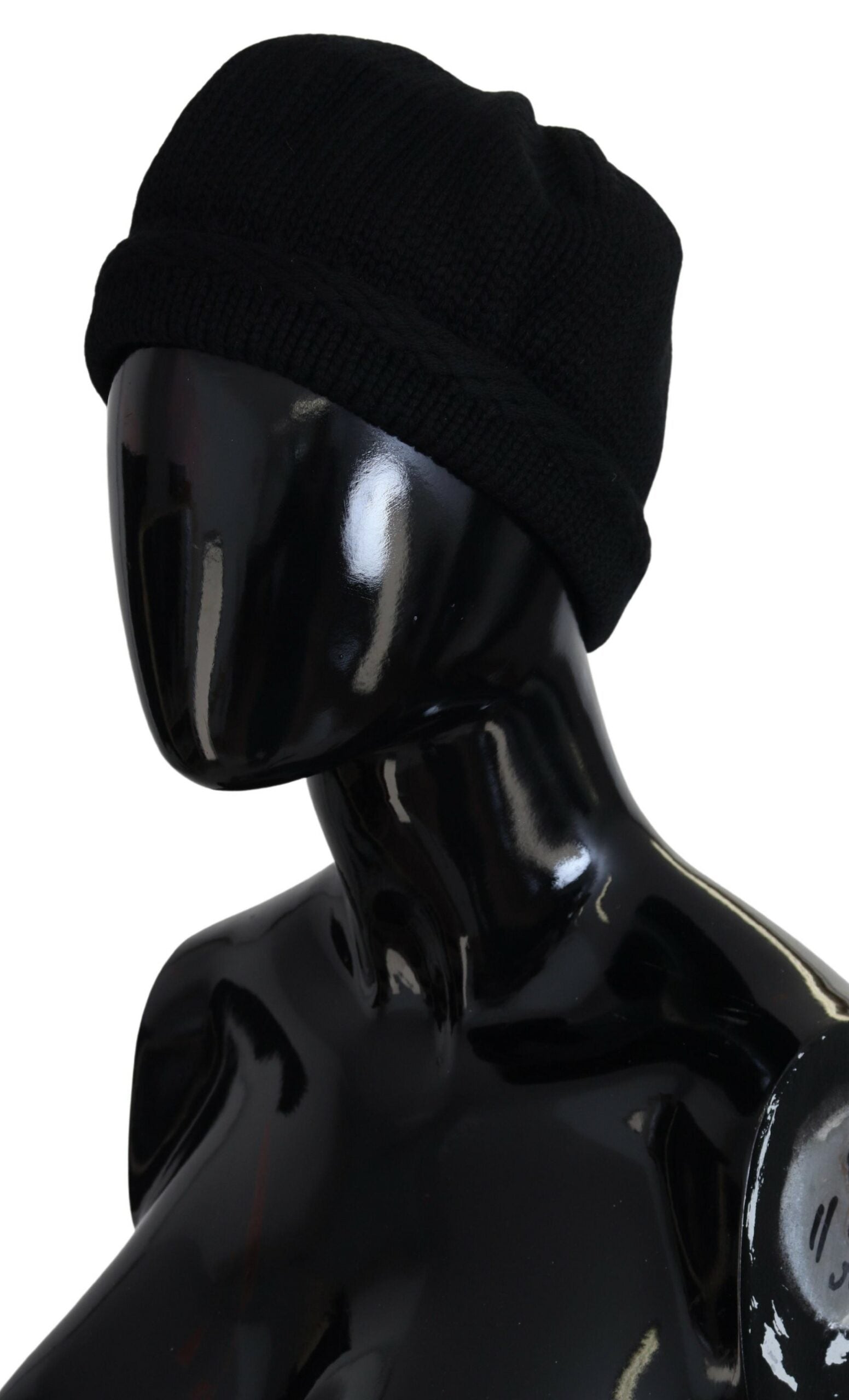 Black Virgin Wool Women Winter Beanie Cap Hat - ventzia
