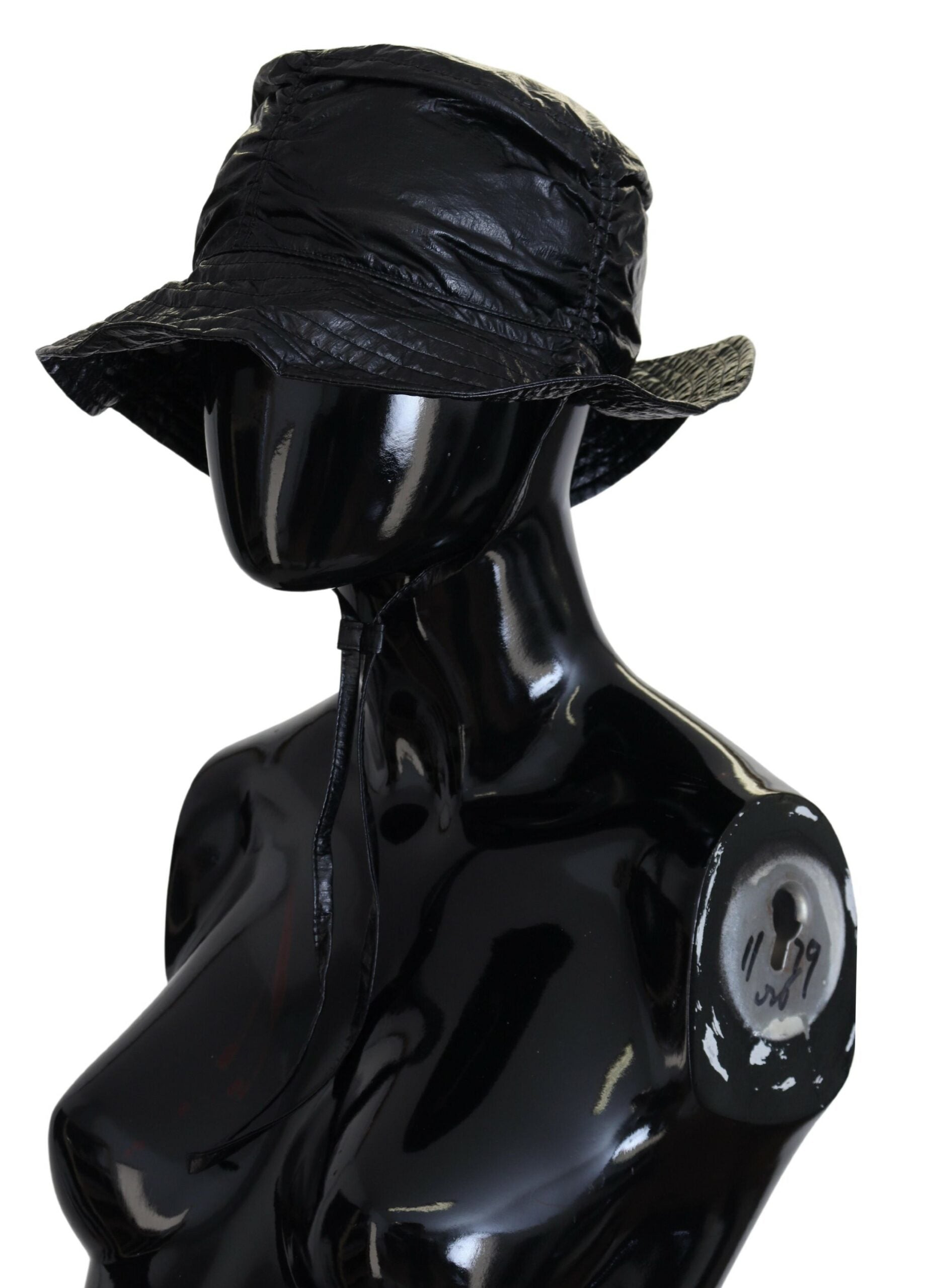 Black Quilted Faux Leather Women Bucket Cap Hat - ventzia