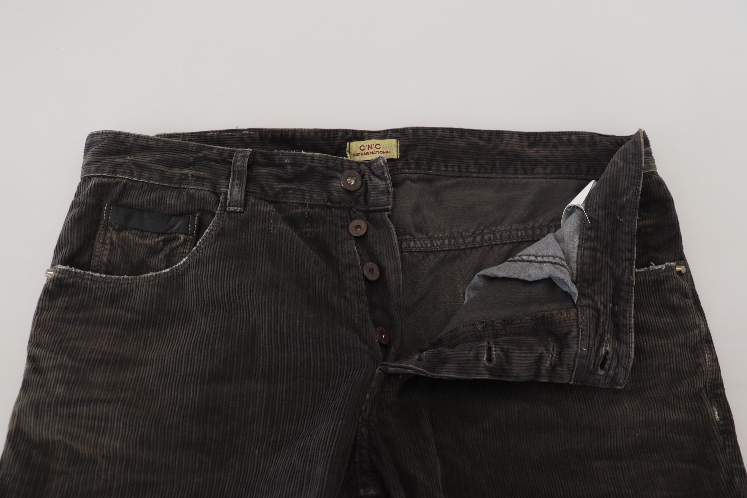 Gray Cotton Corduroy Men Casual Jeans - ventzia