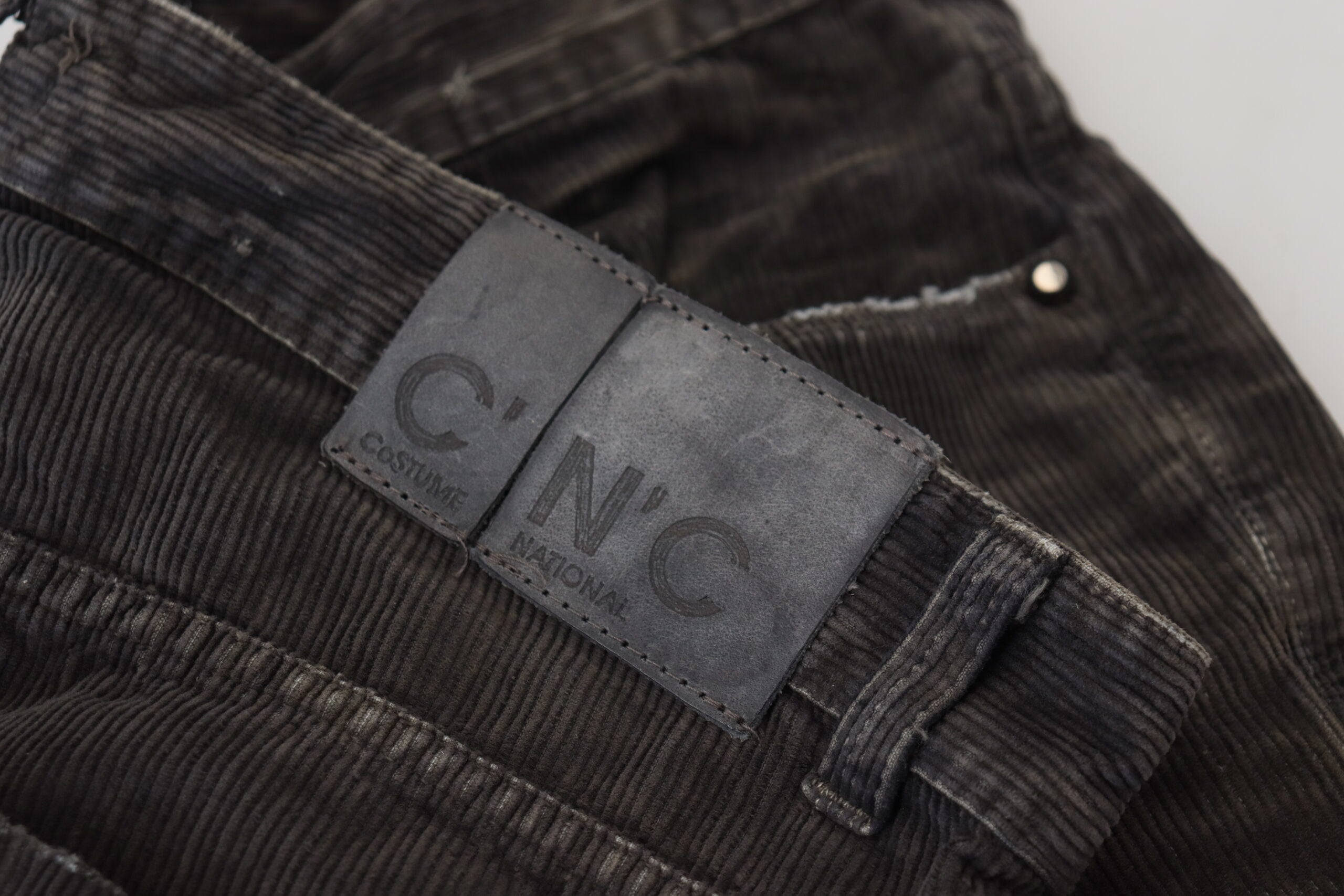 Gray Cotton Corduroy Men Casual Jeans - ventzia