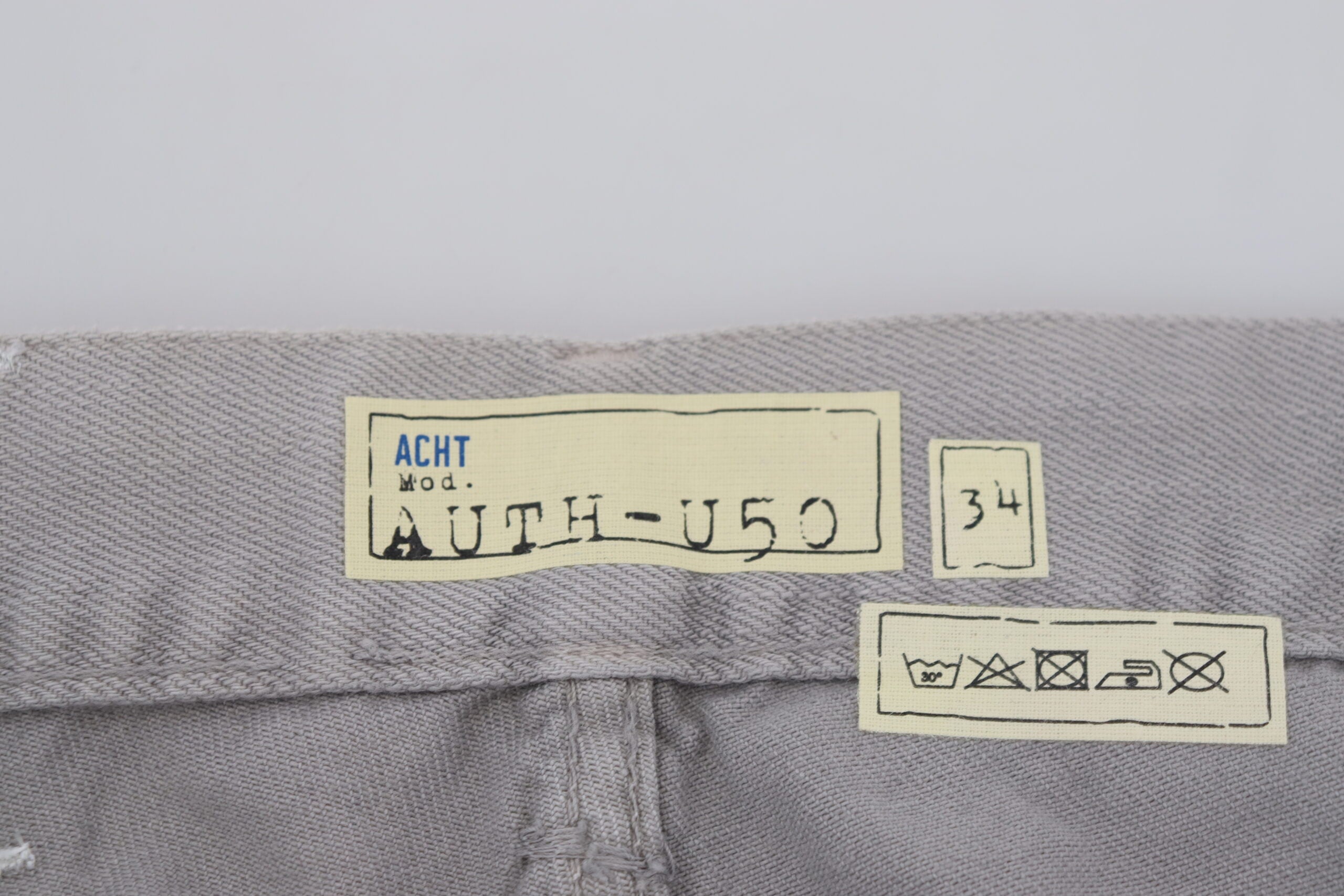 Gray Cotton Straight Fit Folded Hem Casual Denim Jeans - ventzia