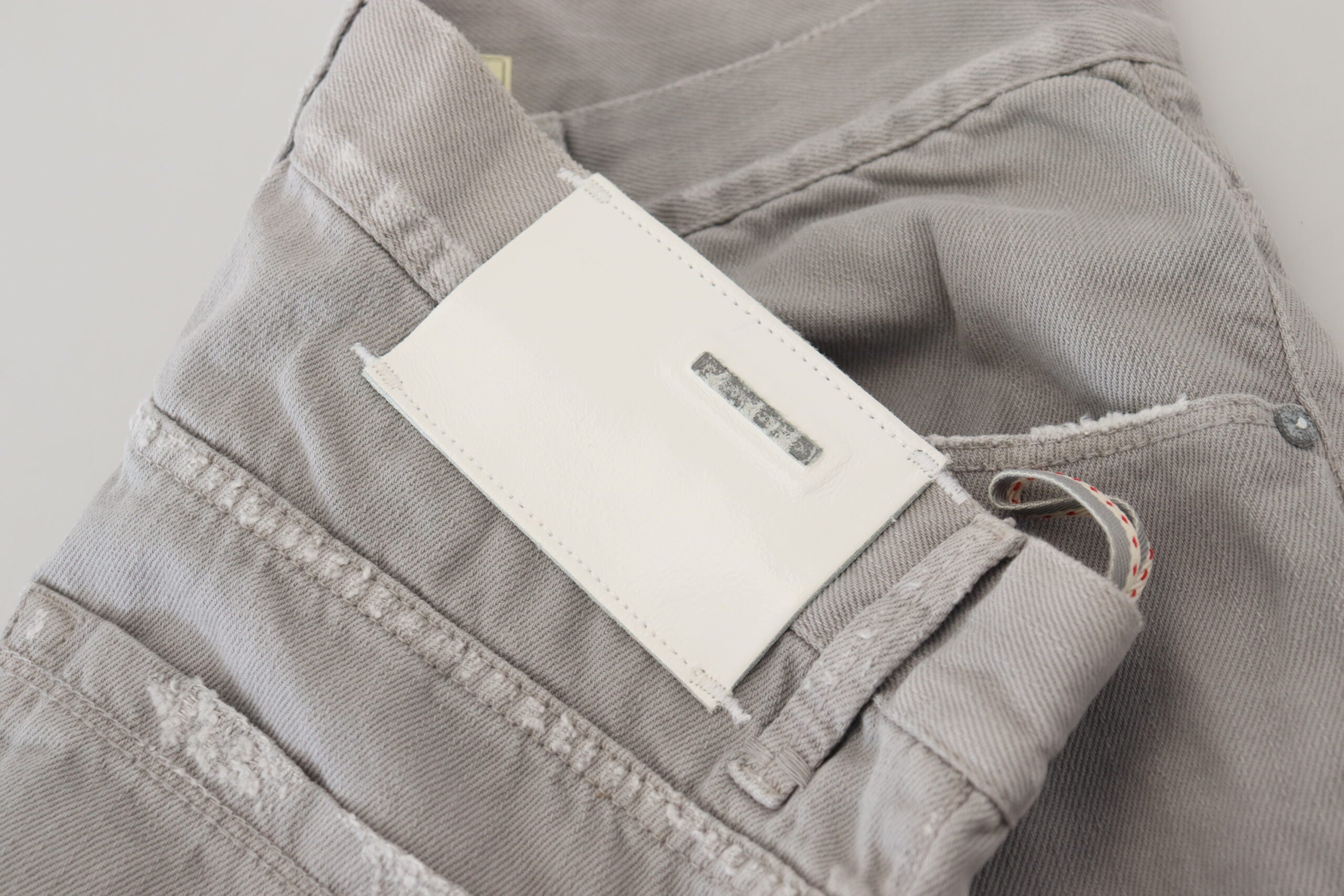 Gray Cotton Straight Fit Folded Hem Casual Denim Jeans - ventzia