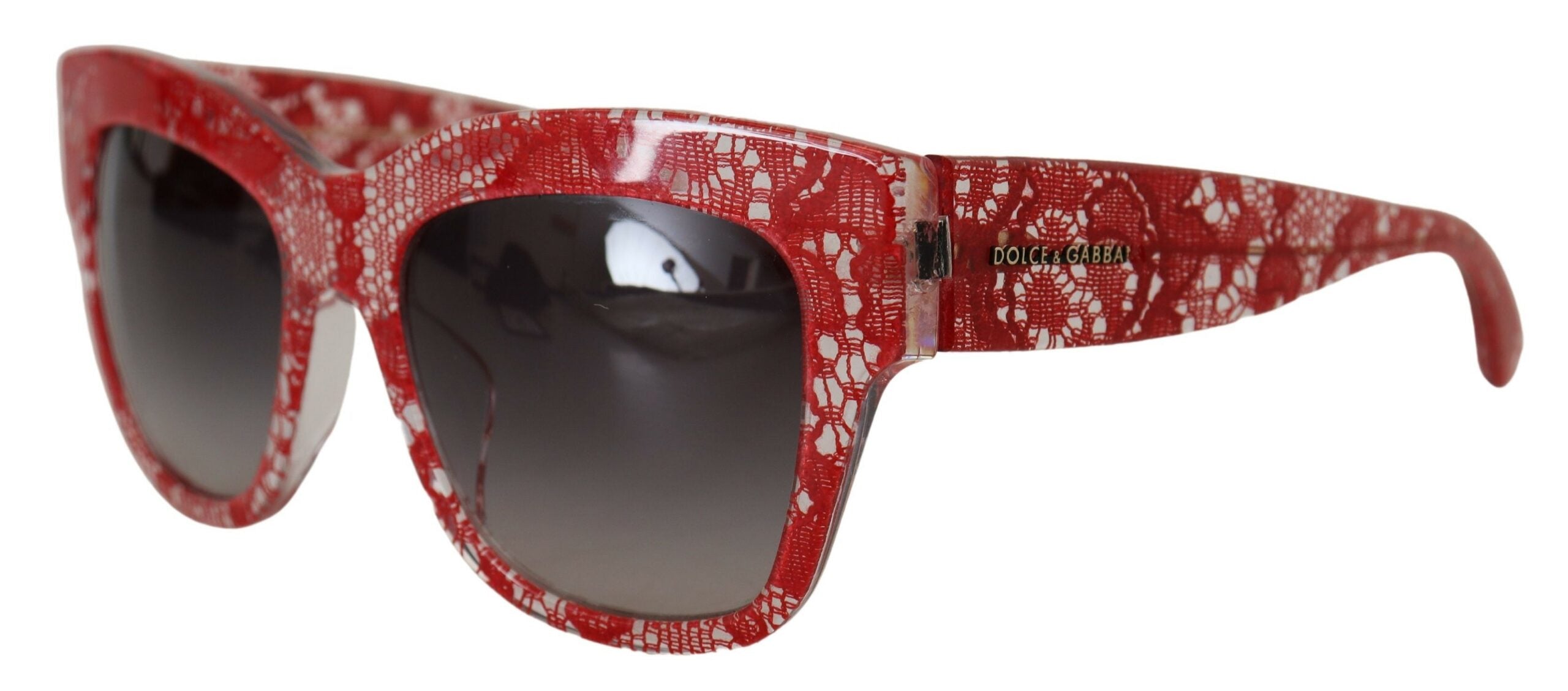Red DG4231F Lace Acetate Rectangle Shades Sunglasses - ventzia