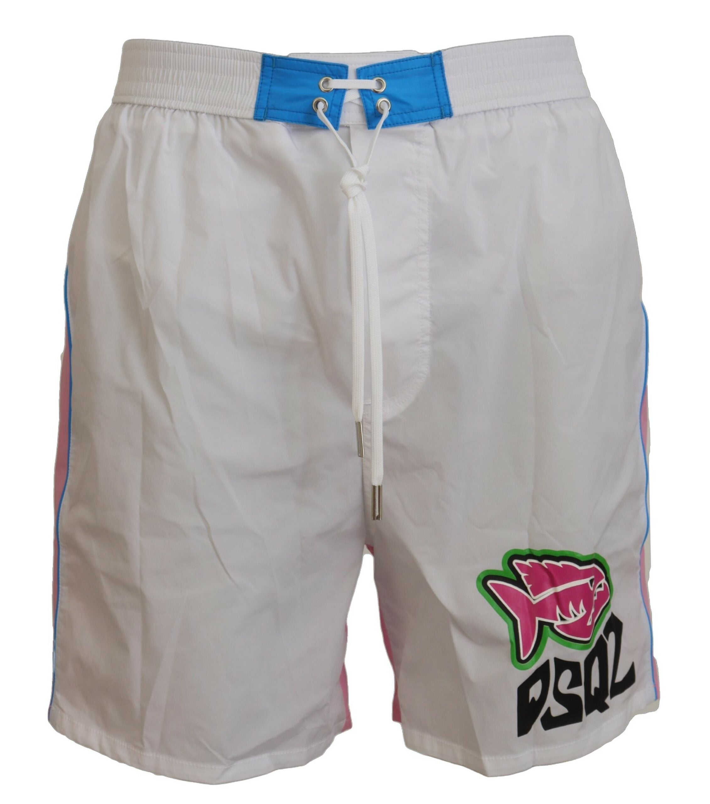 White Pink Logo Print Men Beachwear Shorts Swimwear - ventzia