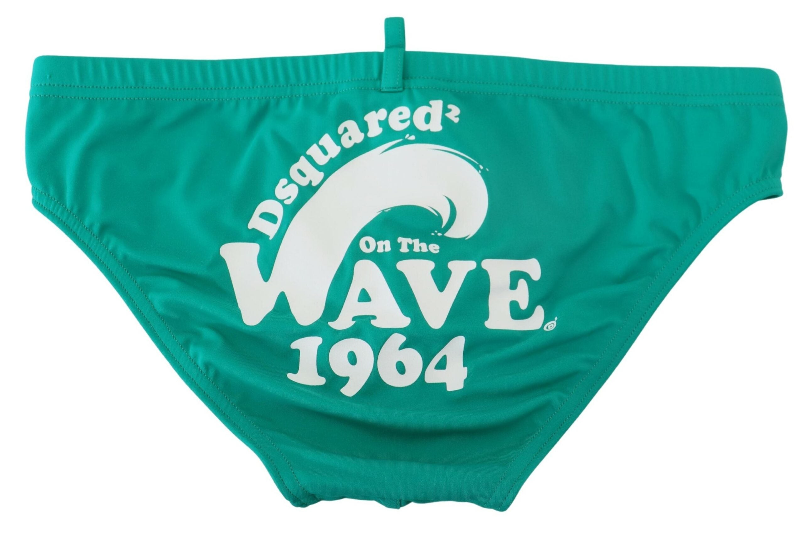 Green White Logo Print Men Swim Brief Swimwear - ventzia