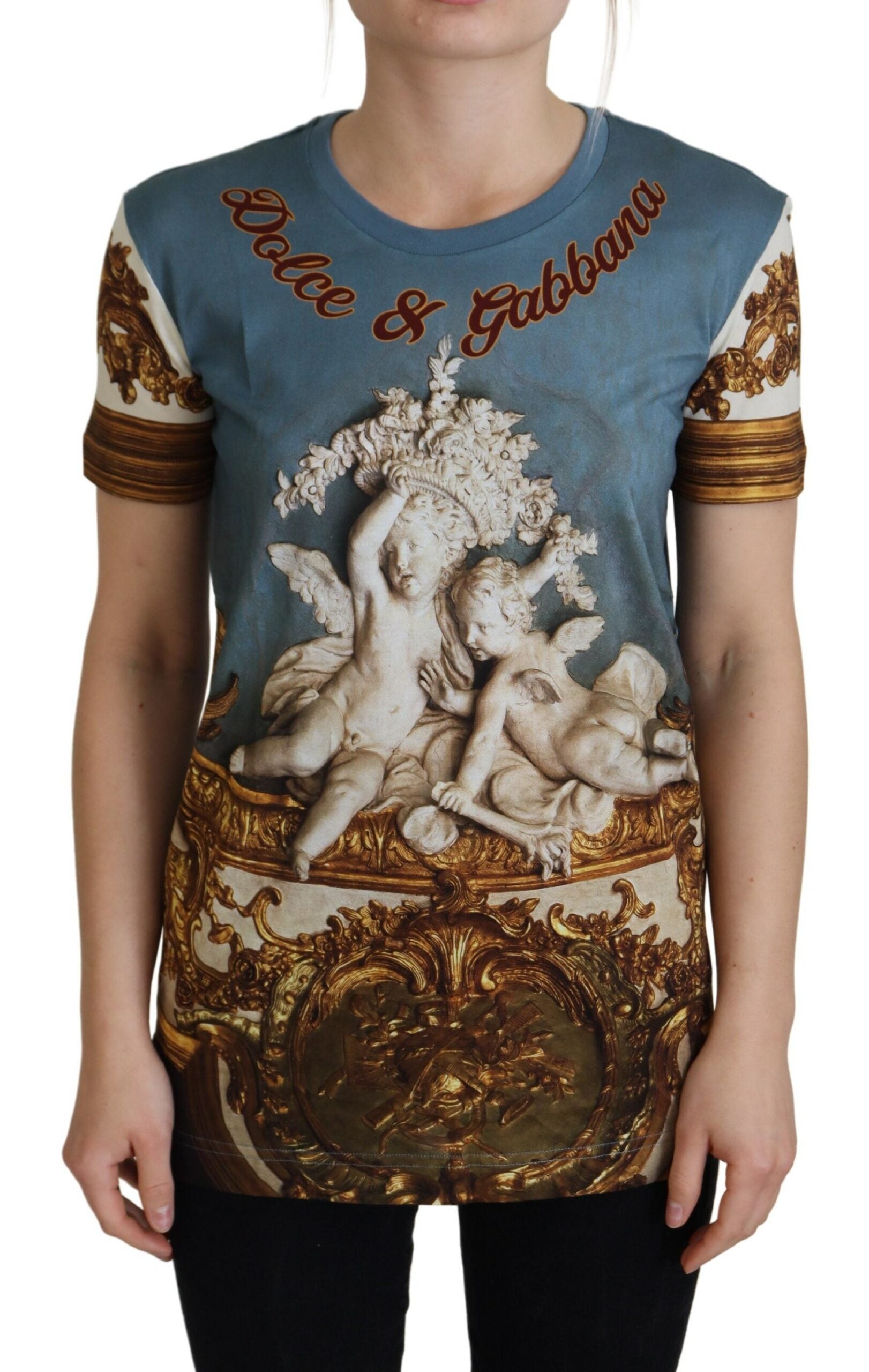 Multicolor DG Logo Angel Printed Shirt Top - ventzia