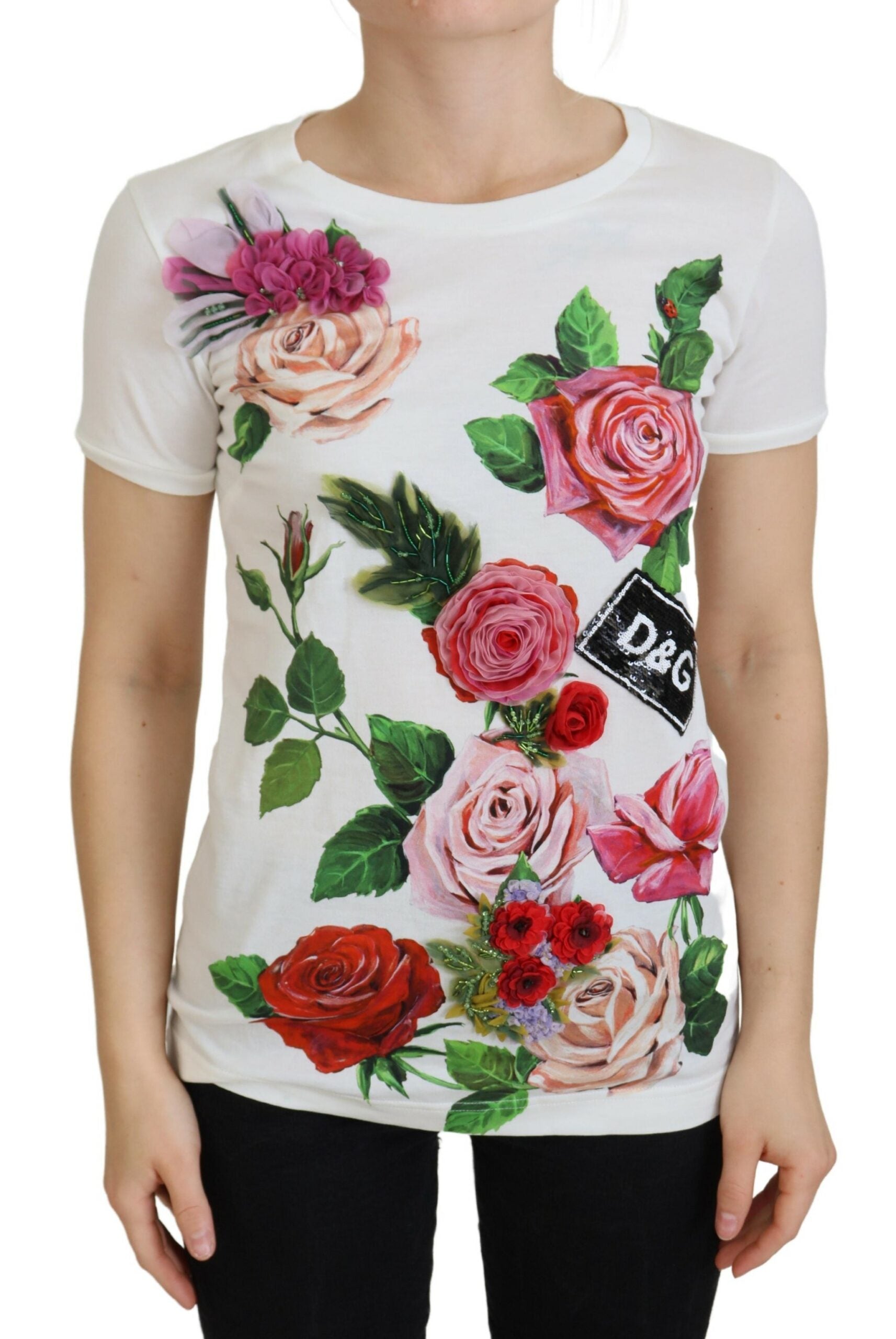 White Rose DGLogo Printed Short Sleeves Top - ventzia