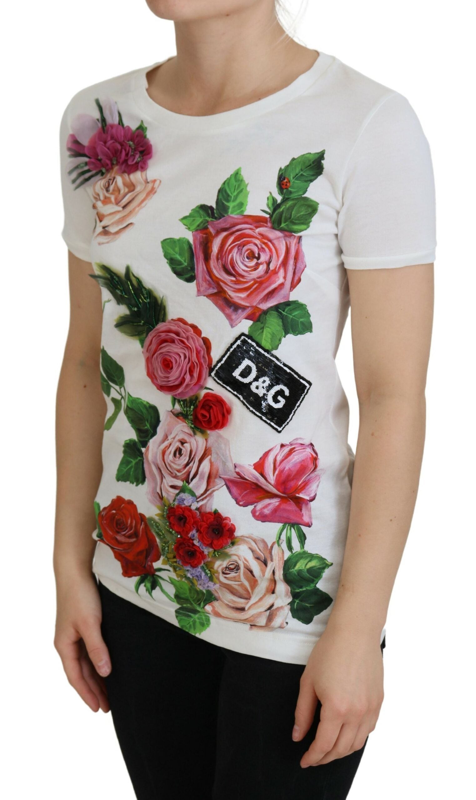 White Rose DGLogo Printed Short Sleeves Top - ventzia