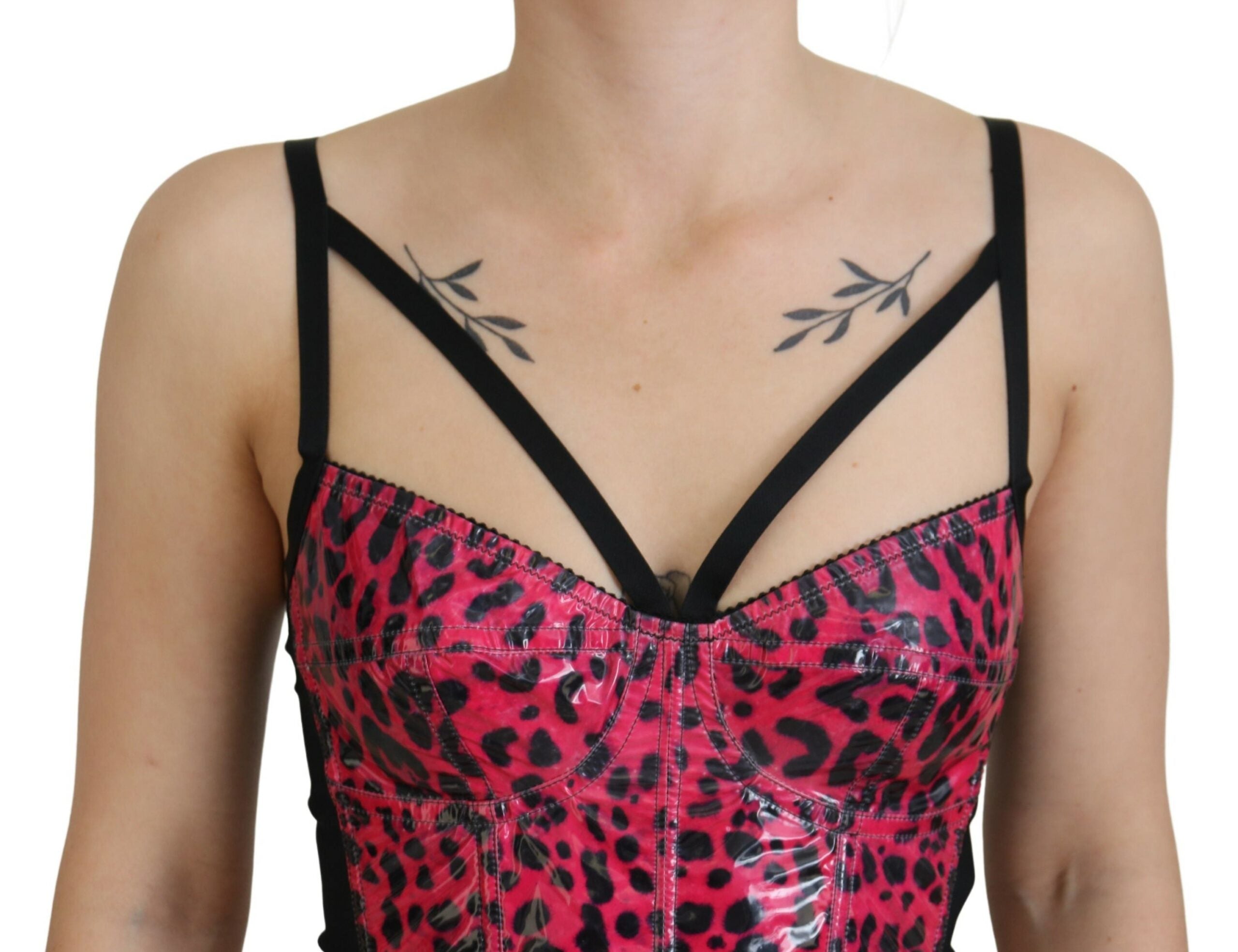 Pink Leopard Print Cropped Bustier Corset Top - ventzia