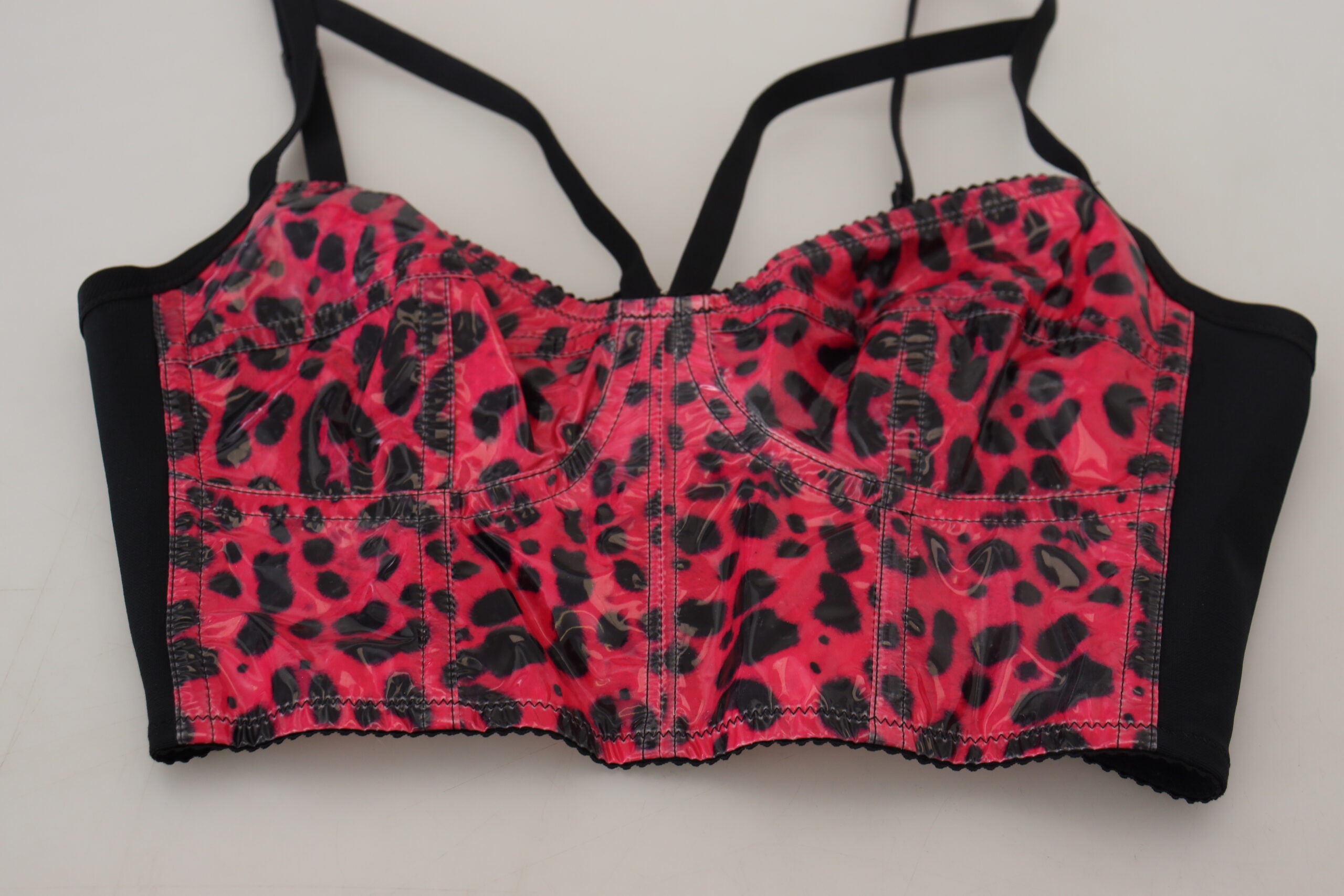 Pink Leopard Print Cropped Bustier Corset Top - ventzia