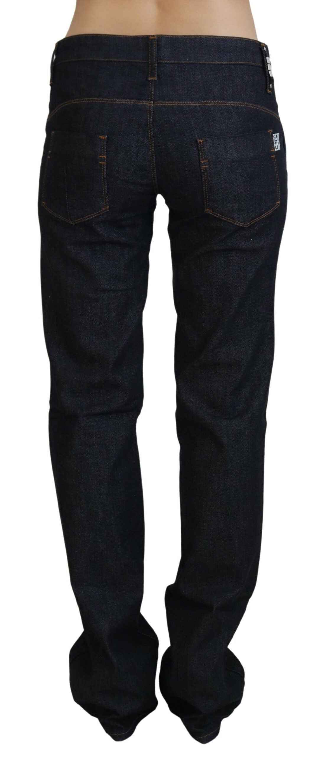 Blue Low Waist Straight Denim Pants Jeans - ventzia