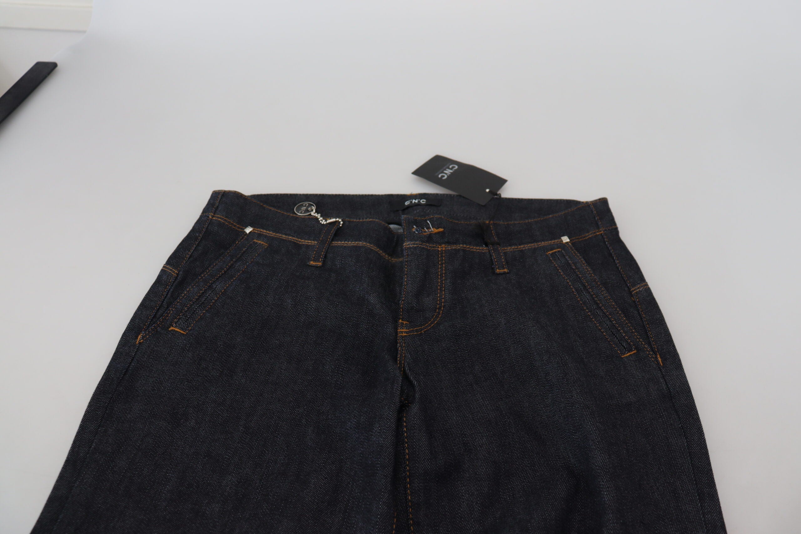 Blue Low Waist Straight Denim Pants Jeans - ventzia