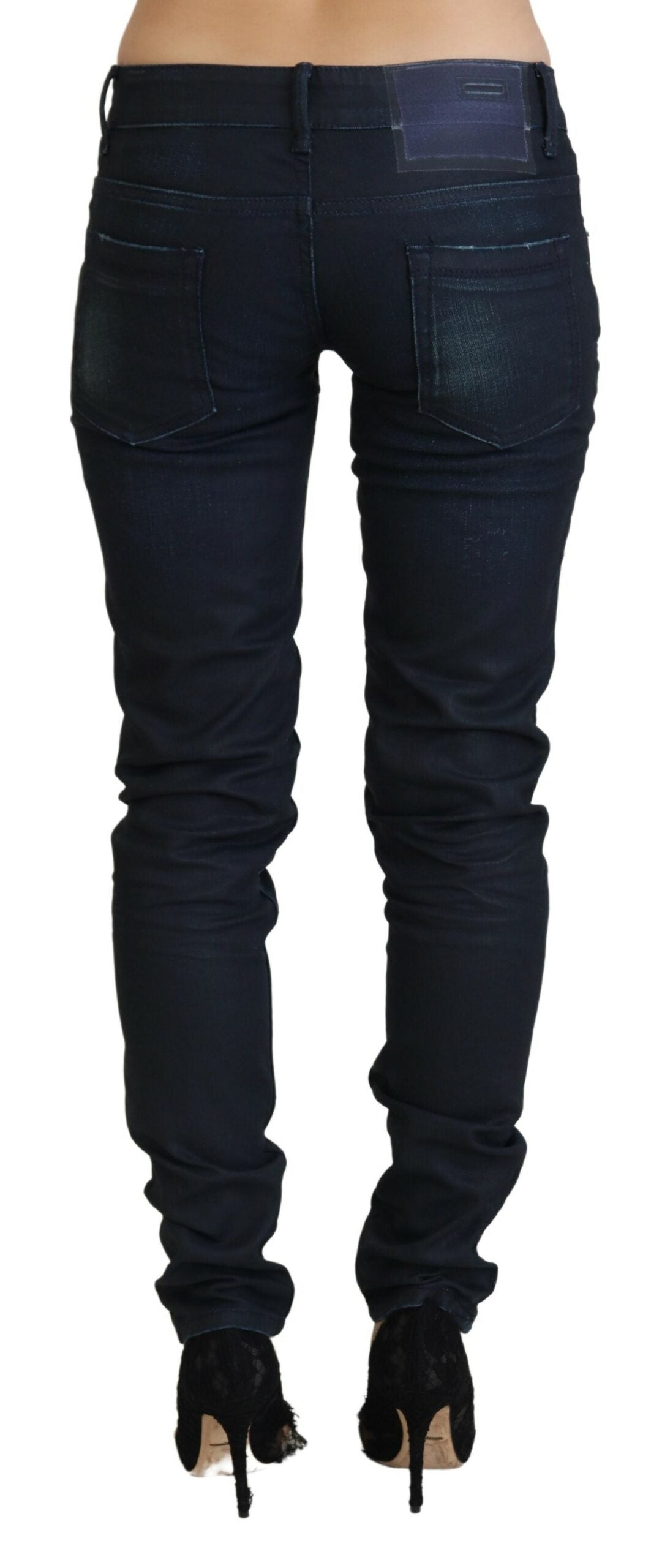 Blue Low Waist Slim Fit Women Denim Jeans - ventzia