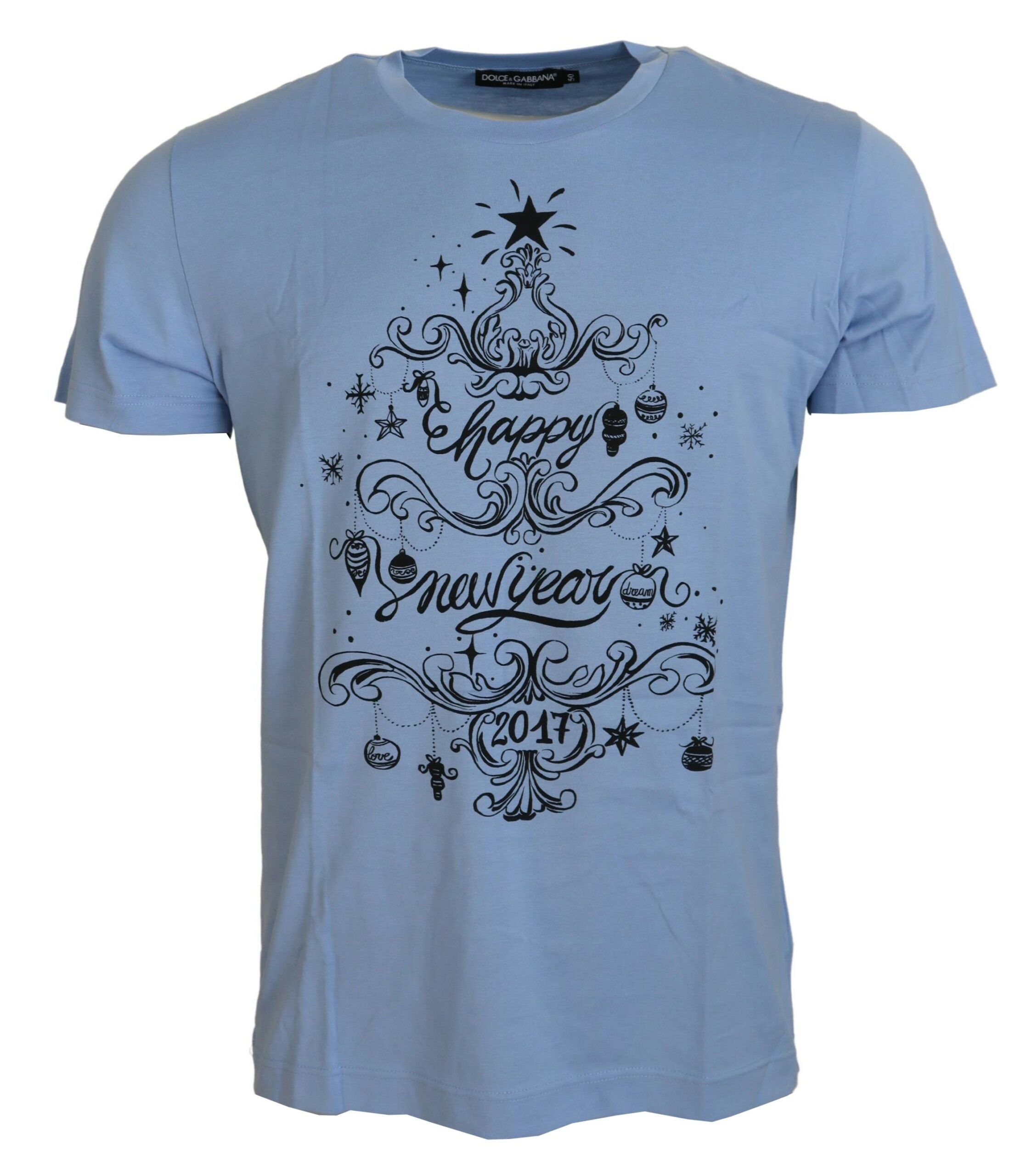 Light Blue Happy New Year 2017 Cotton T-shirt - ventzia