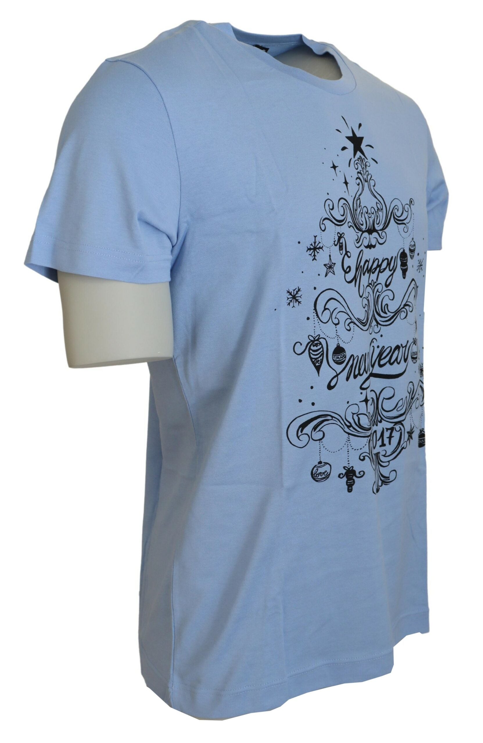 Light Blue Happy New Year 2017 Cotton T-shirt - ventzia