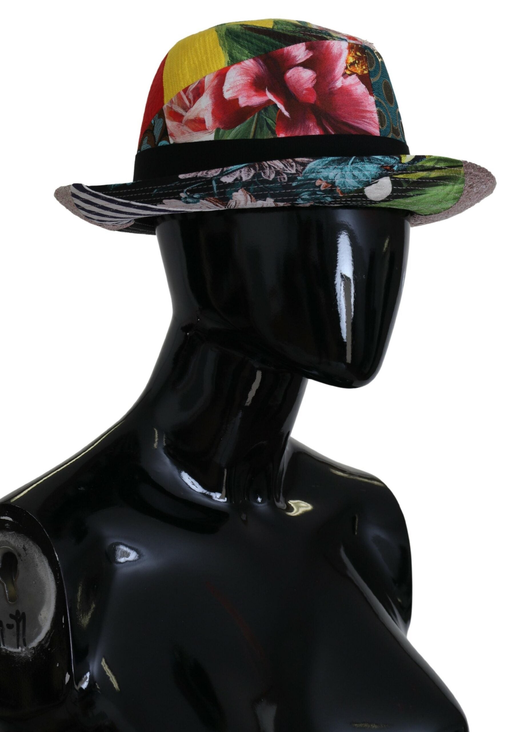Multicolor Patchwork Women Fedora Wide Brim Hat - ventzia
