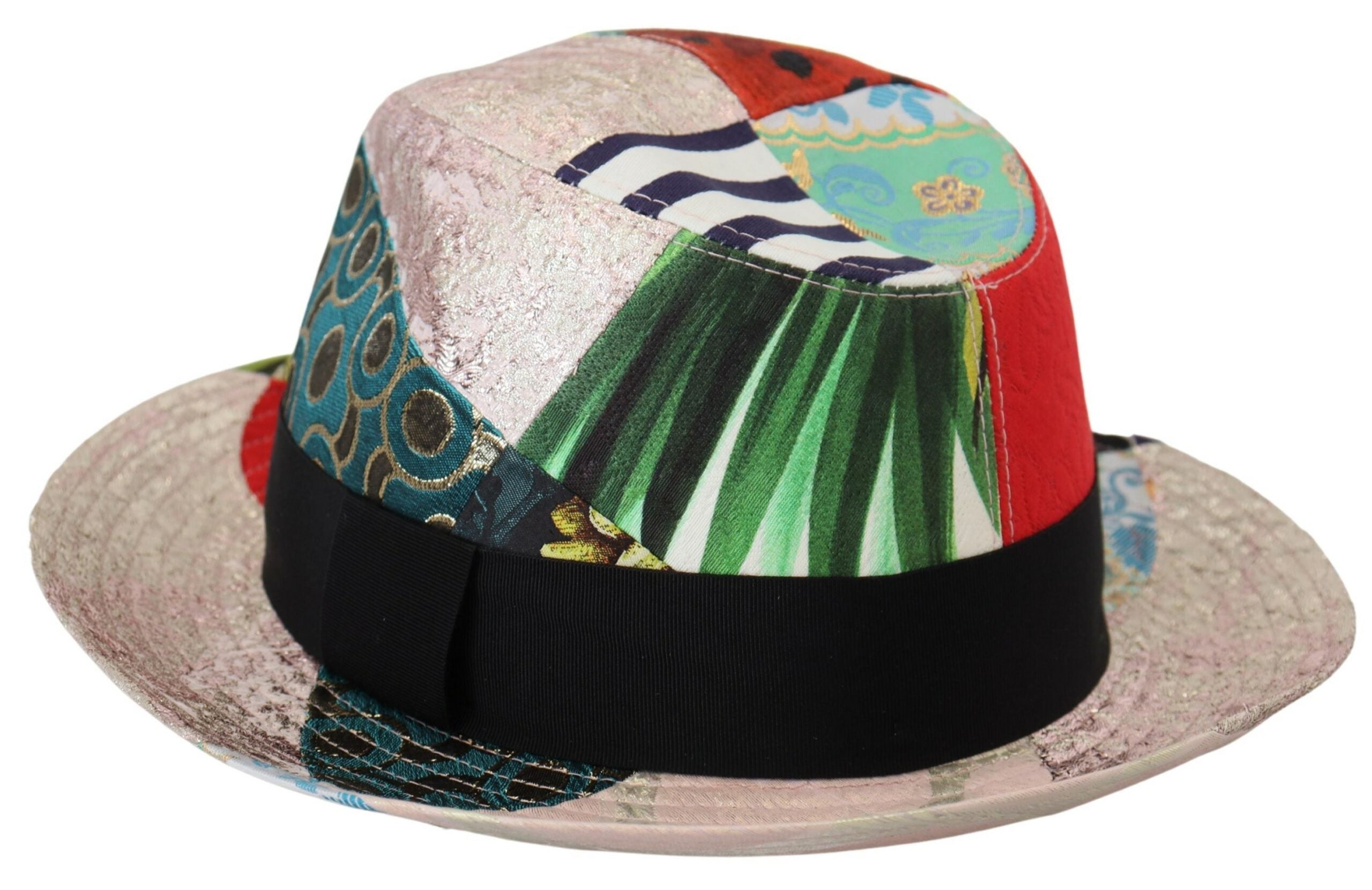 Multicolor Patchwork Women Fedora Wide Brim Hat - ventzia