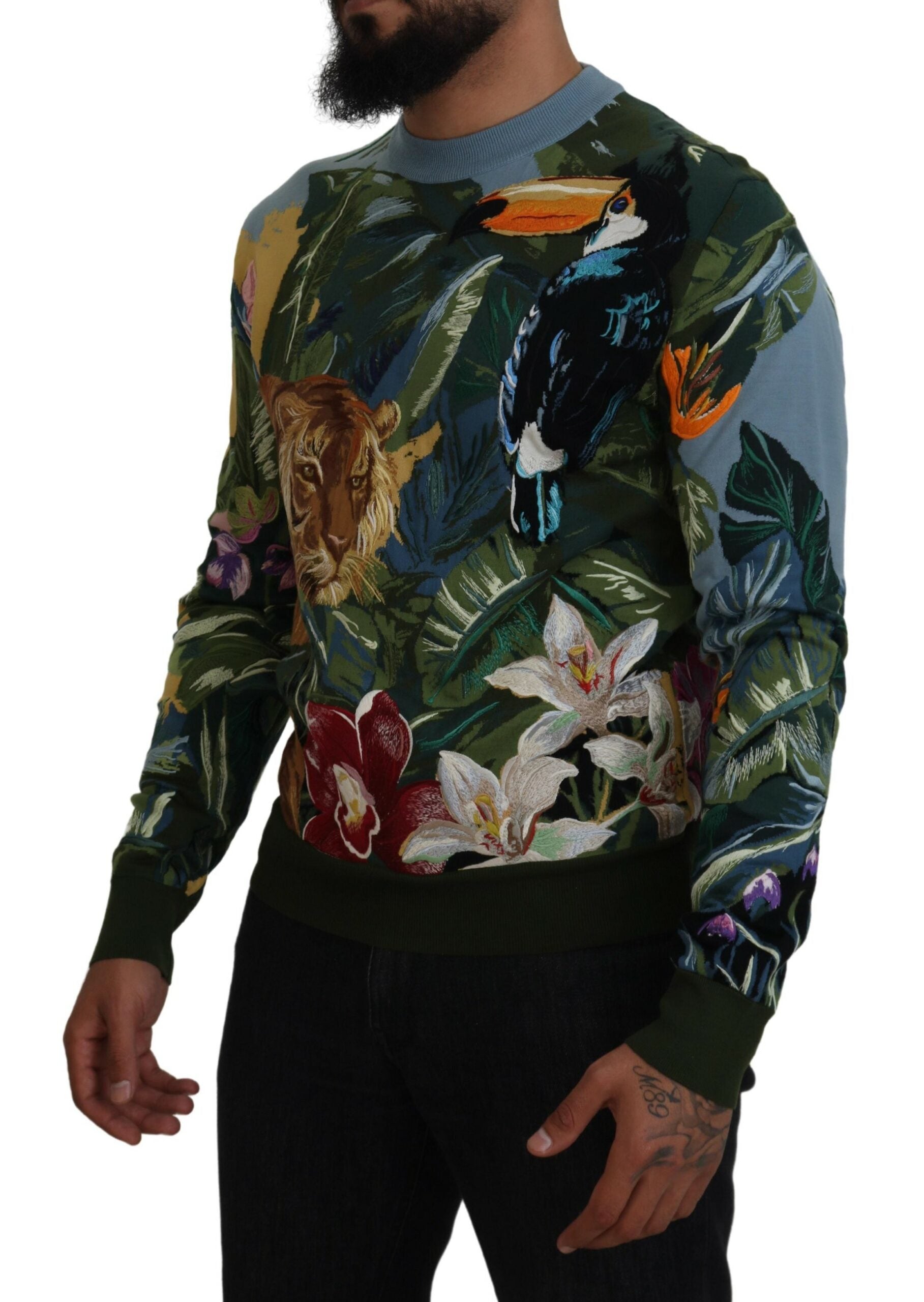 Multicolor Jungle Wool Pullover Logo Sweater - ventzia