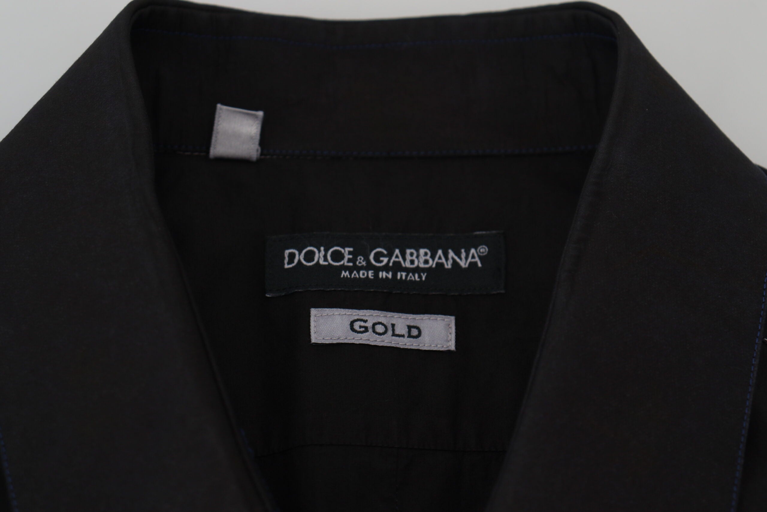 Black Cotton Collared Long Sleeve GOLD Shirt - ventzia