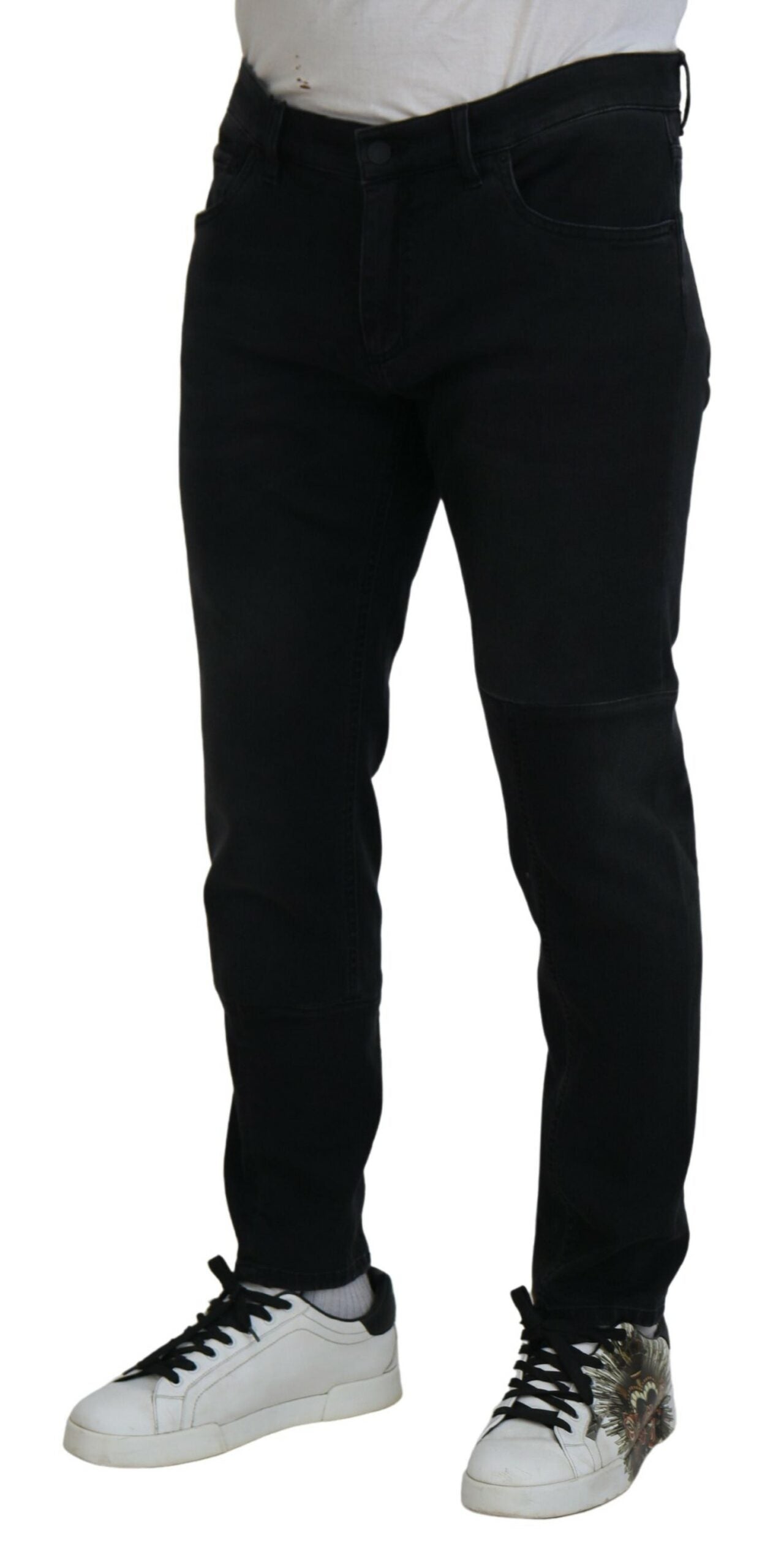 Black Angel Embroidery Skinny Denim Jeans - ventzia