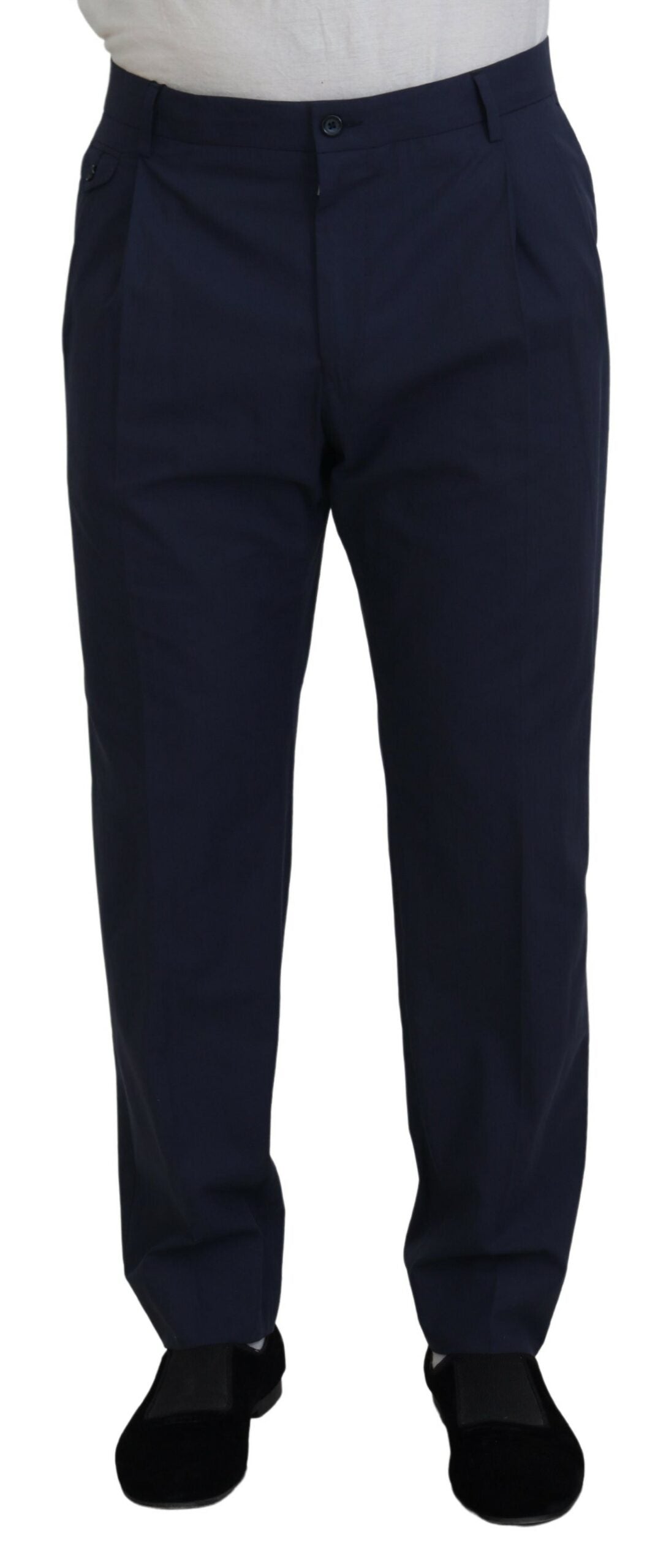 Dark Blue Cotton Chino Formal Pants - ventzia