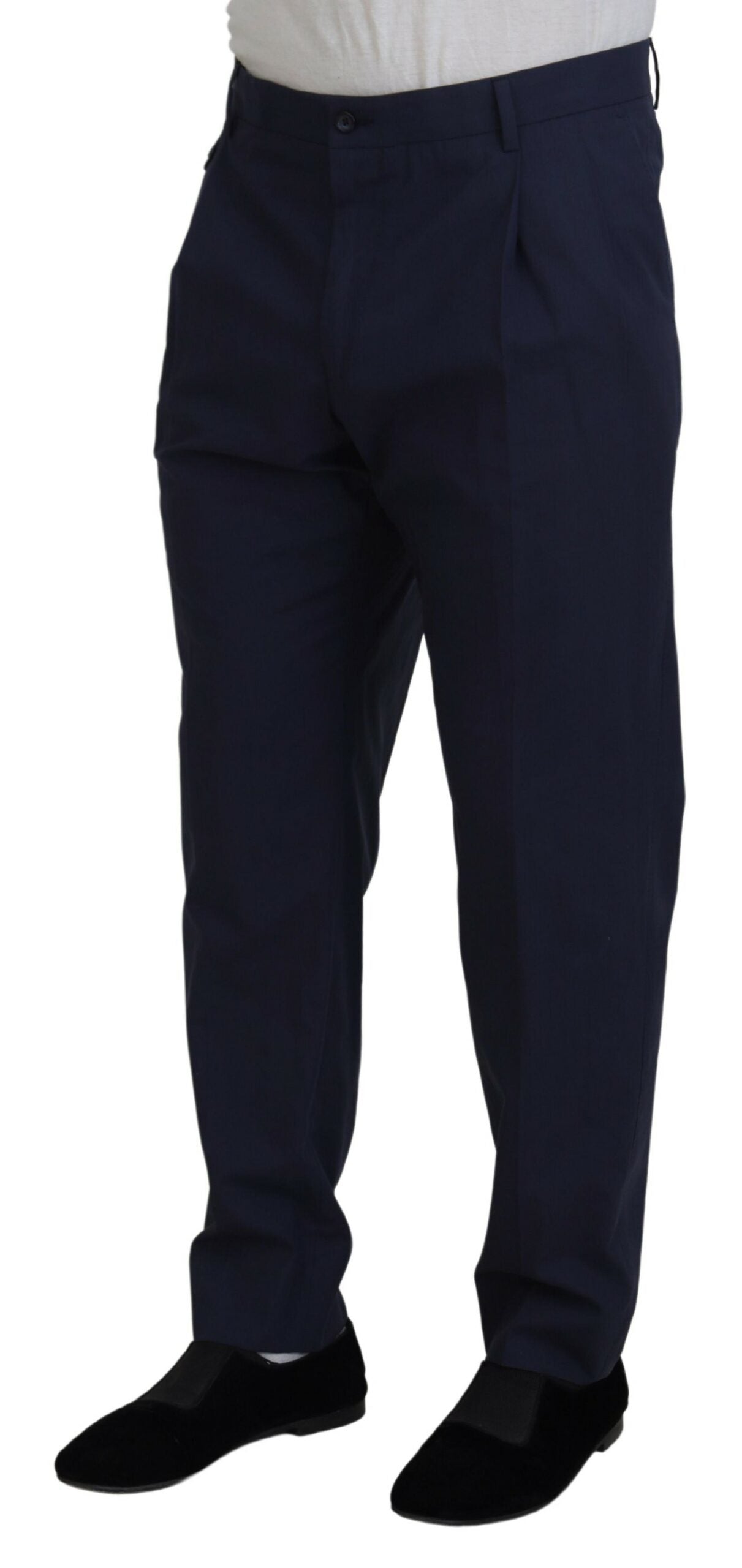 Dark Blue Cotton Chino Formal Pants - ventzia