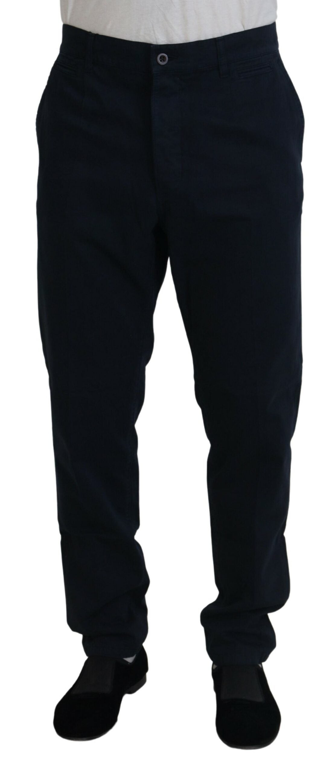 Blue Cotton Dress Formal Men Pants - ventzia