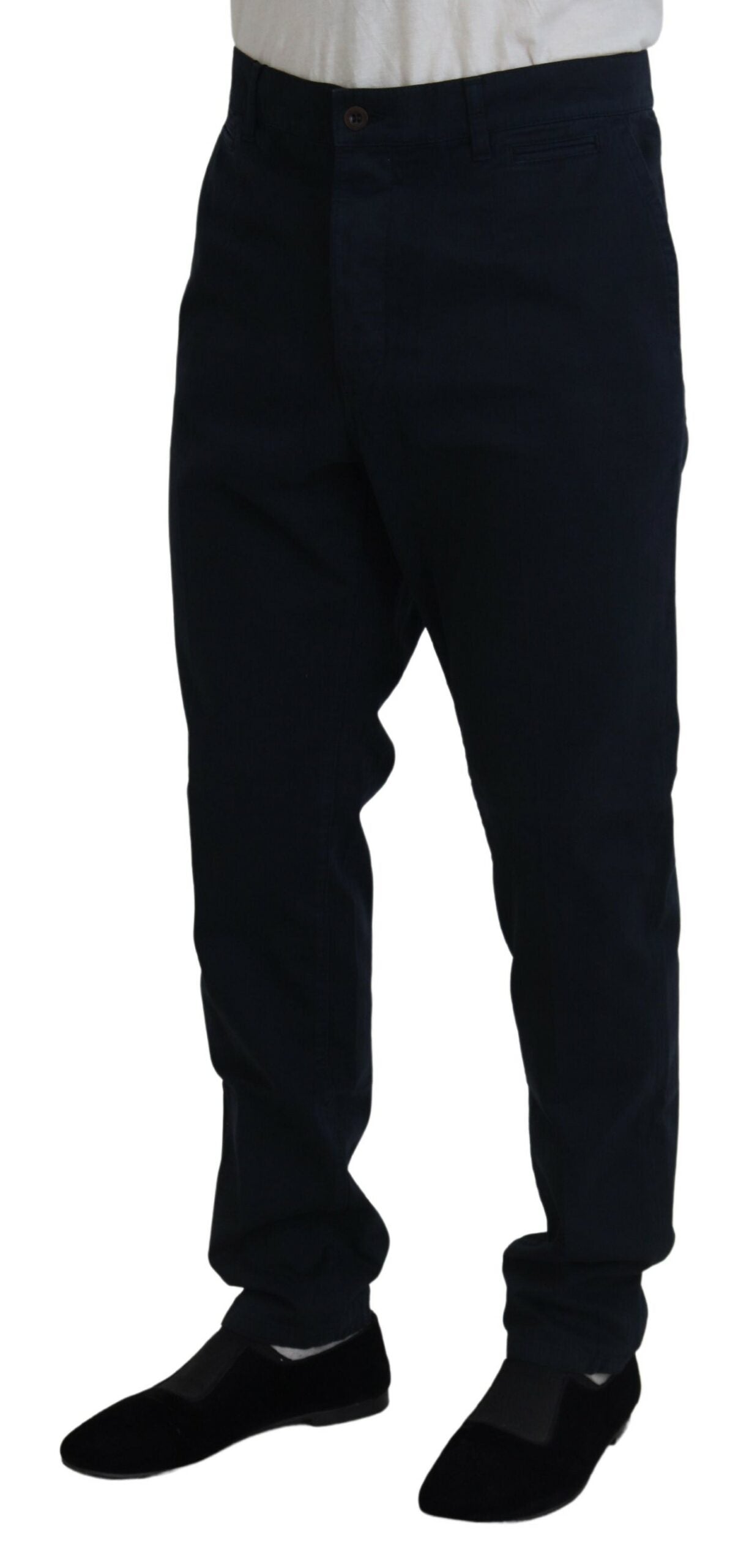 Blue Cotton Dress Formal Men Pants - ventzia