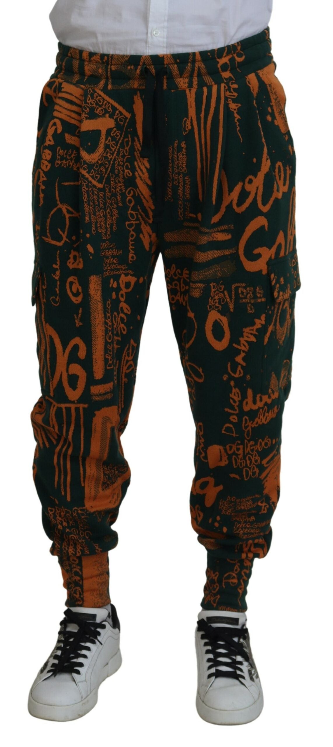 Multicolor Logo Print Silk Cargo Jogger Pants - ventzia