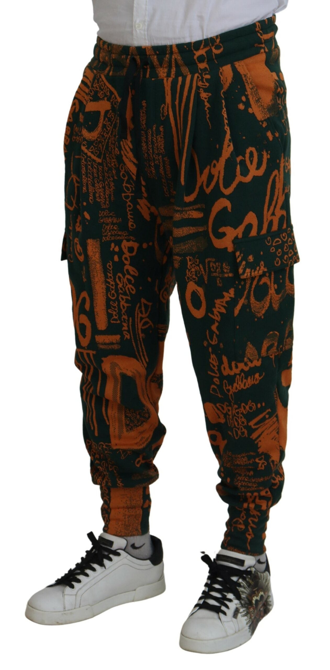 Multicolor Logo Print Silk Cargo Jogger Pants - ventzia
