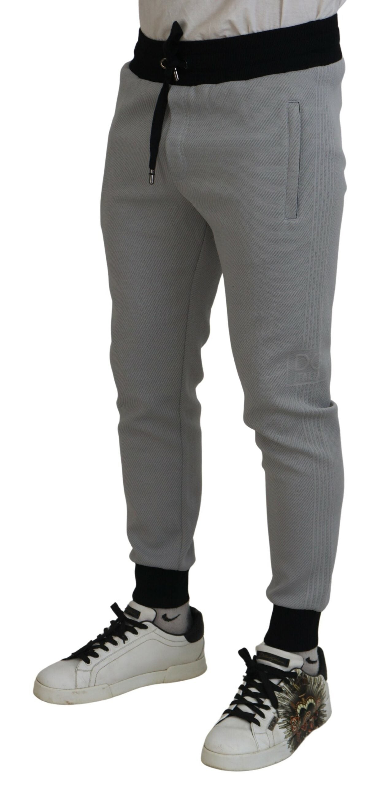Gray Polyester Sweatpants Jogger Pants - ventzia