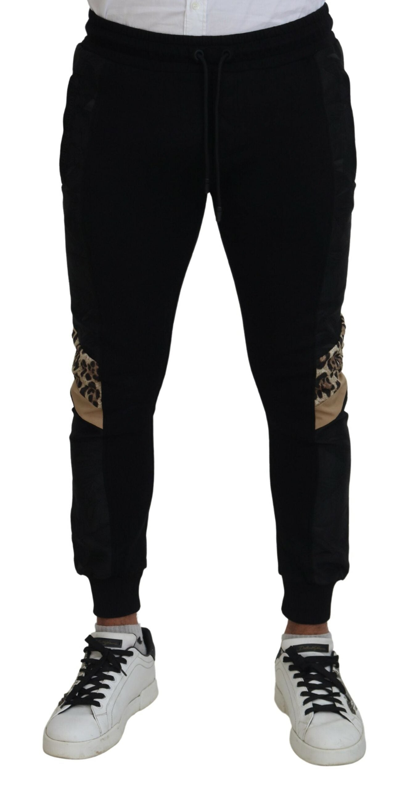 Black Polyester Skinny Jogger Men Pants - ventzia