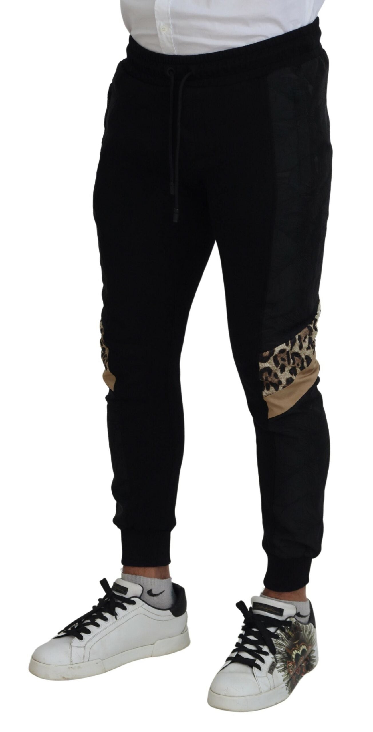 Black Polyester Skinny Jogger Men Pants - ventzia