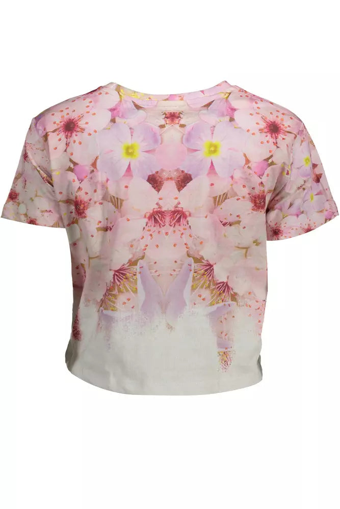 Chic Pink Embroidered Cotton Tee - ventzia