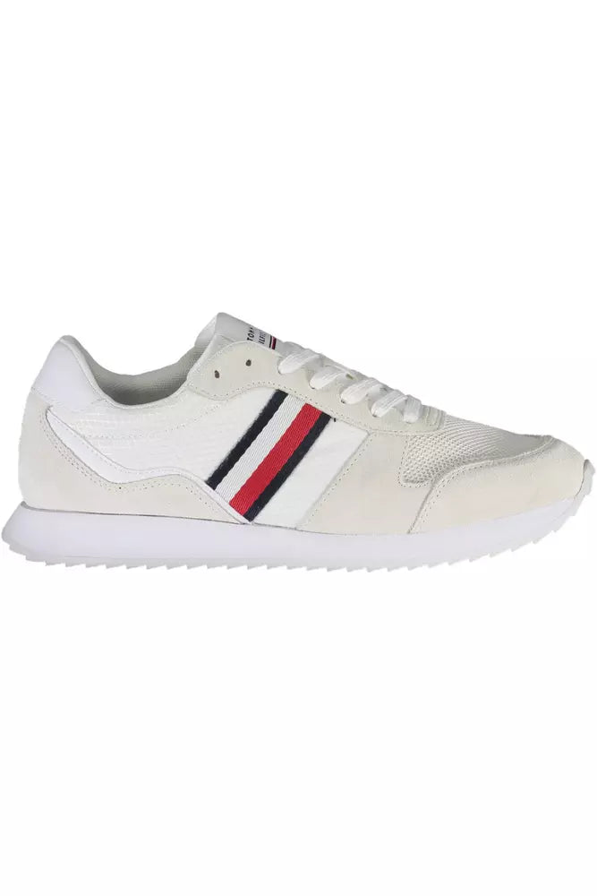 Eco-Conscious White Sneakers With Logo Accent - ventzia