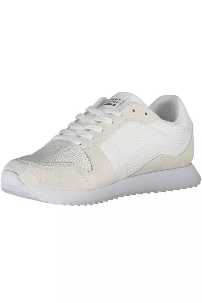 Eco-Conscious White Sneakers With Logo Accent - ventzia
