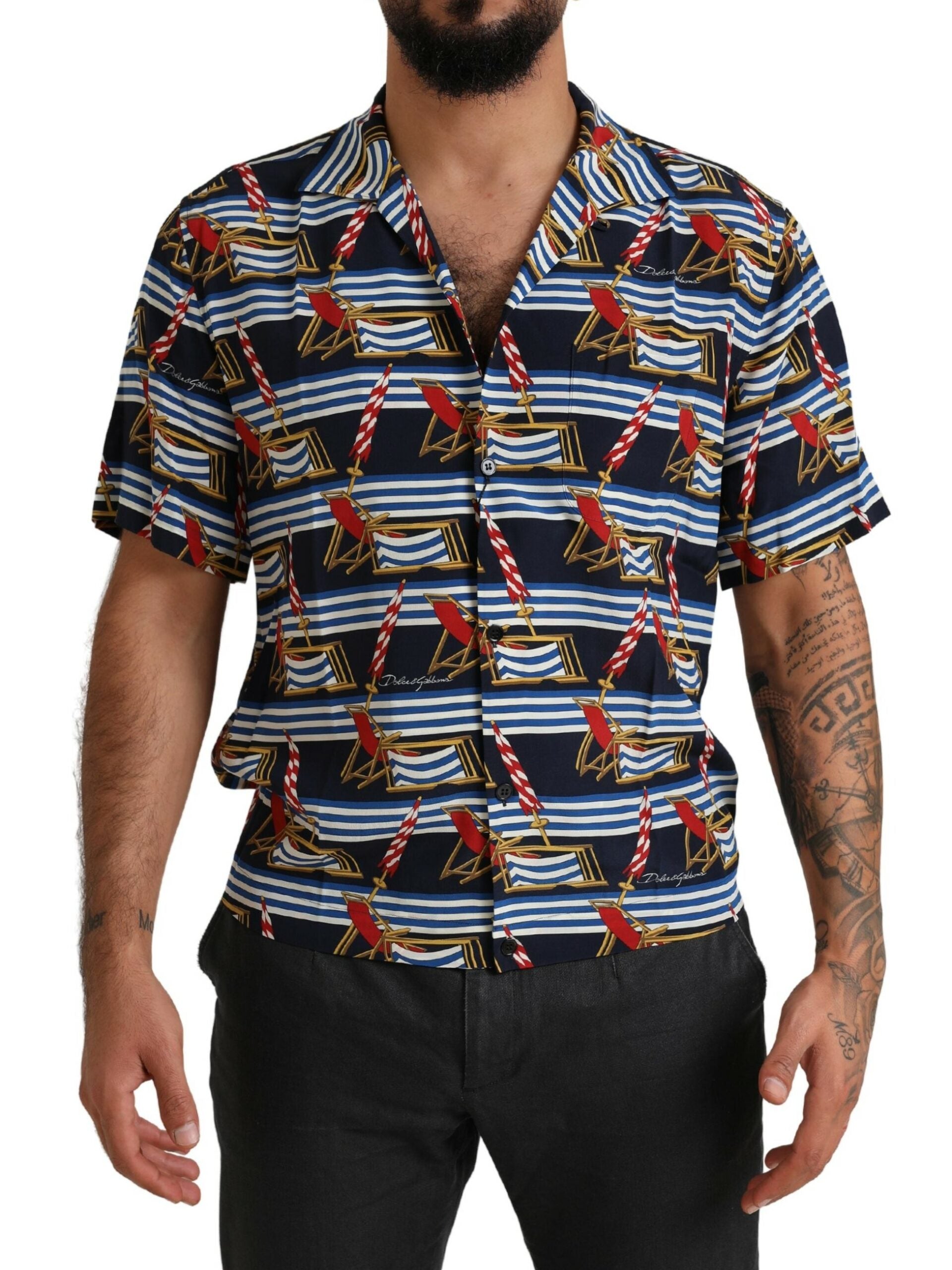 Multicolor Beach Chair Short Sleeves Shirt - ventzia