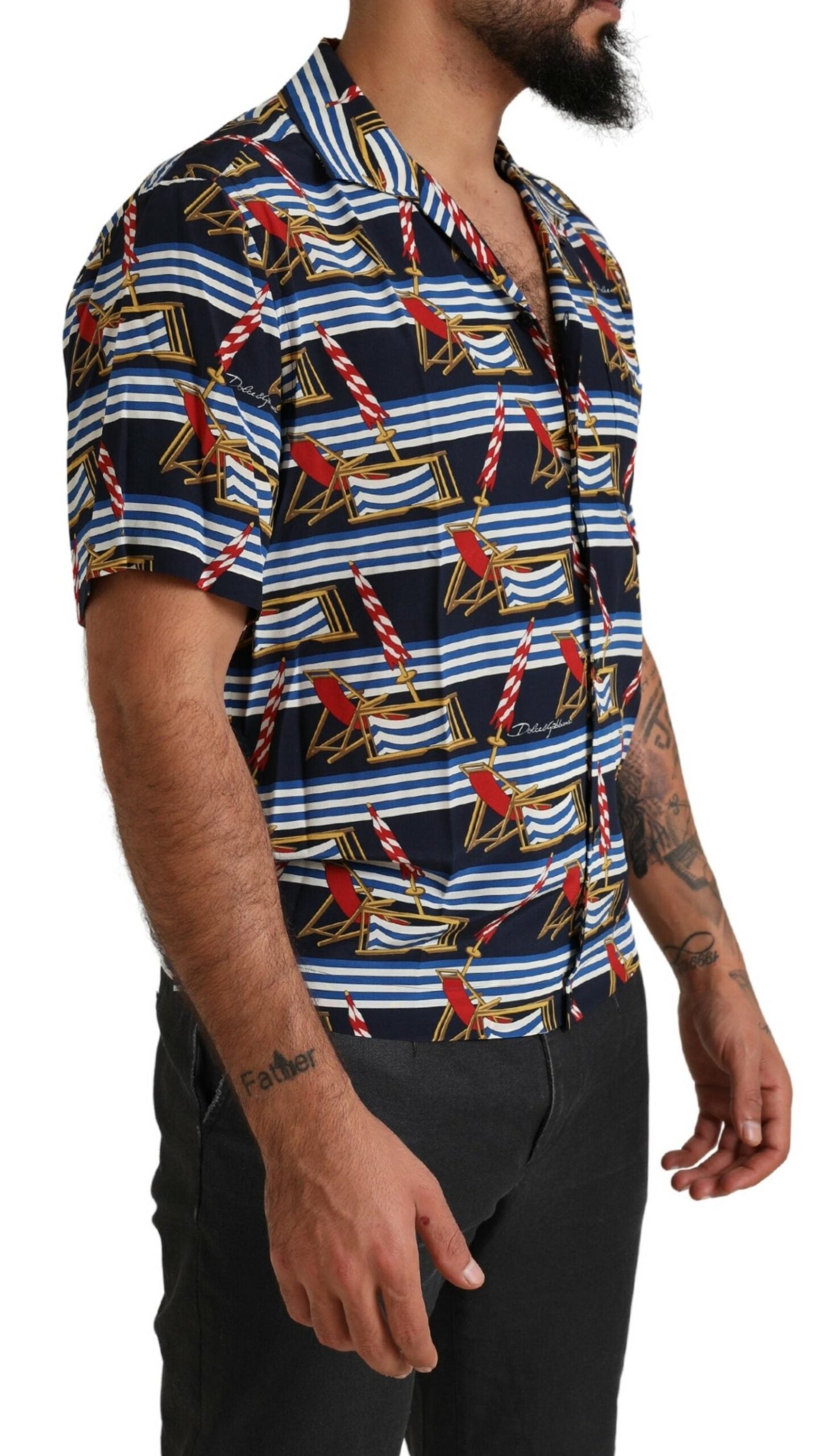 Multicolor Beach Chair Short Sleeves Shirt - ventzia