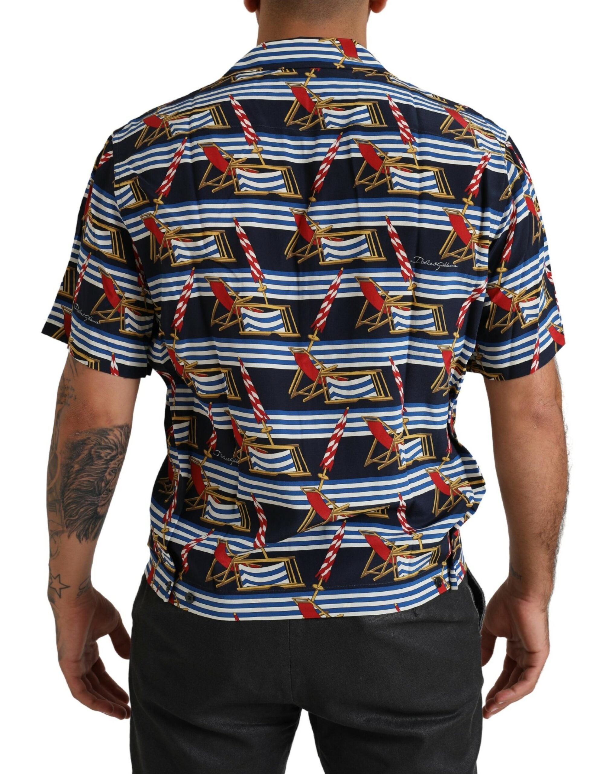 Multicolor Beach Chair Short Sleeves Shirt - ventzia