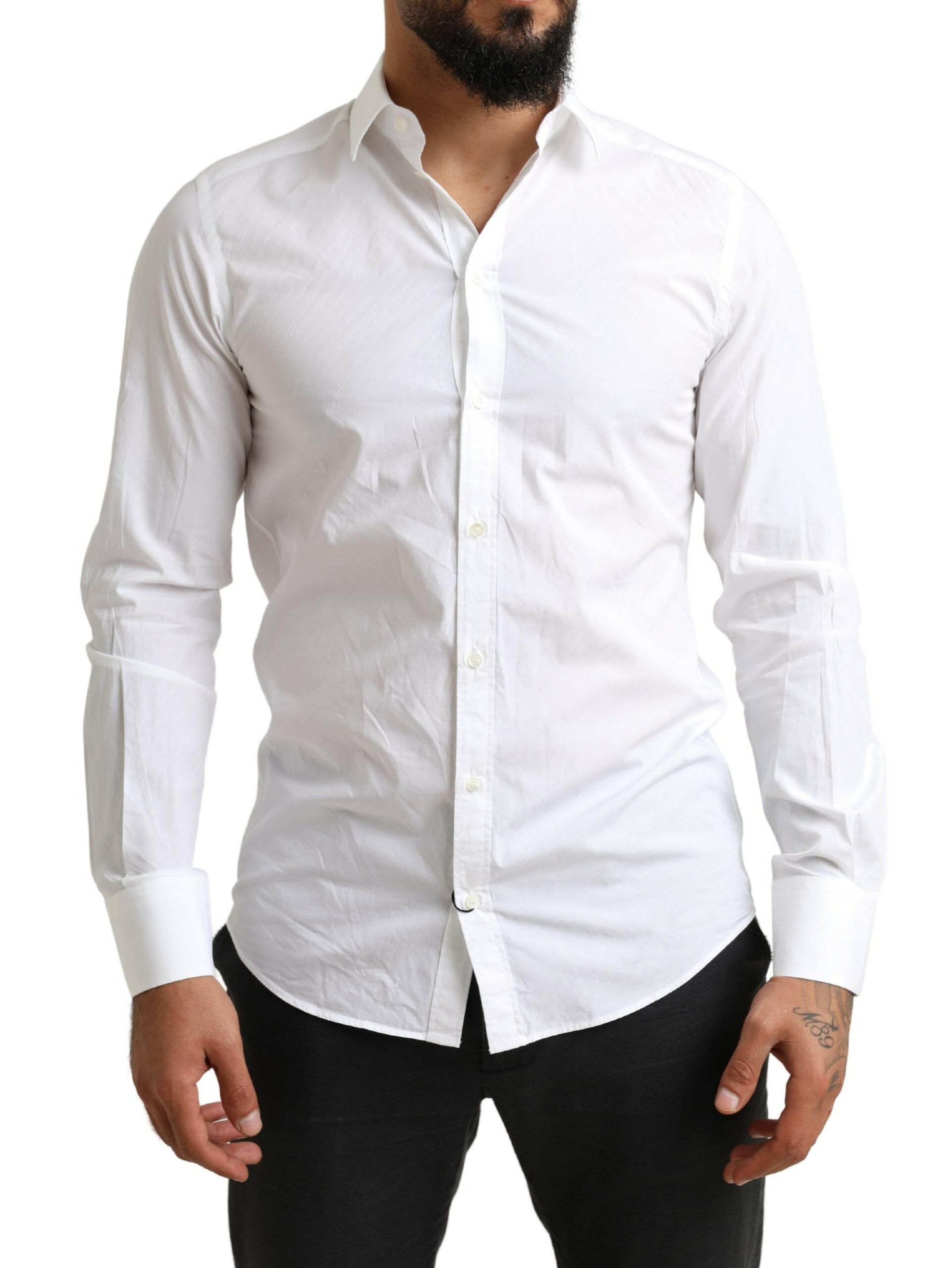 White MARTINI Cotton Dress Formal Shirt - ventzia
