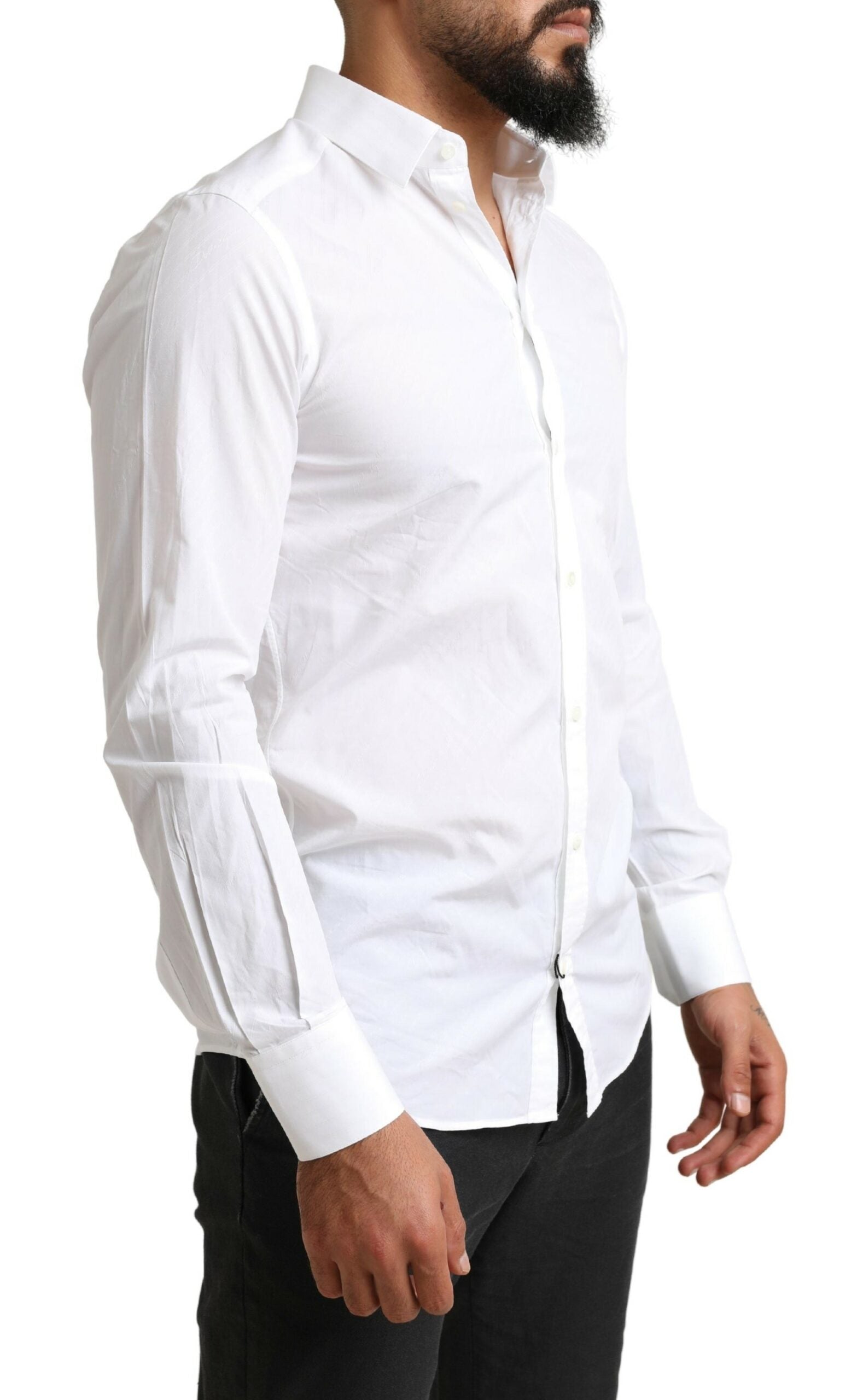 White MARTINI Cotton Dress Formal Shirt - ventzia