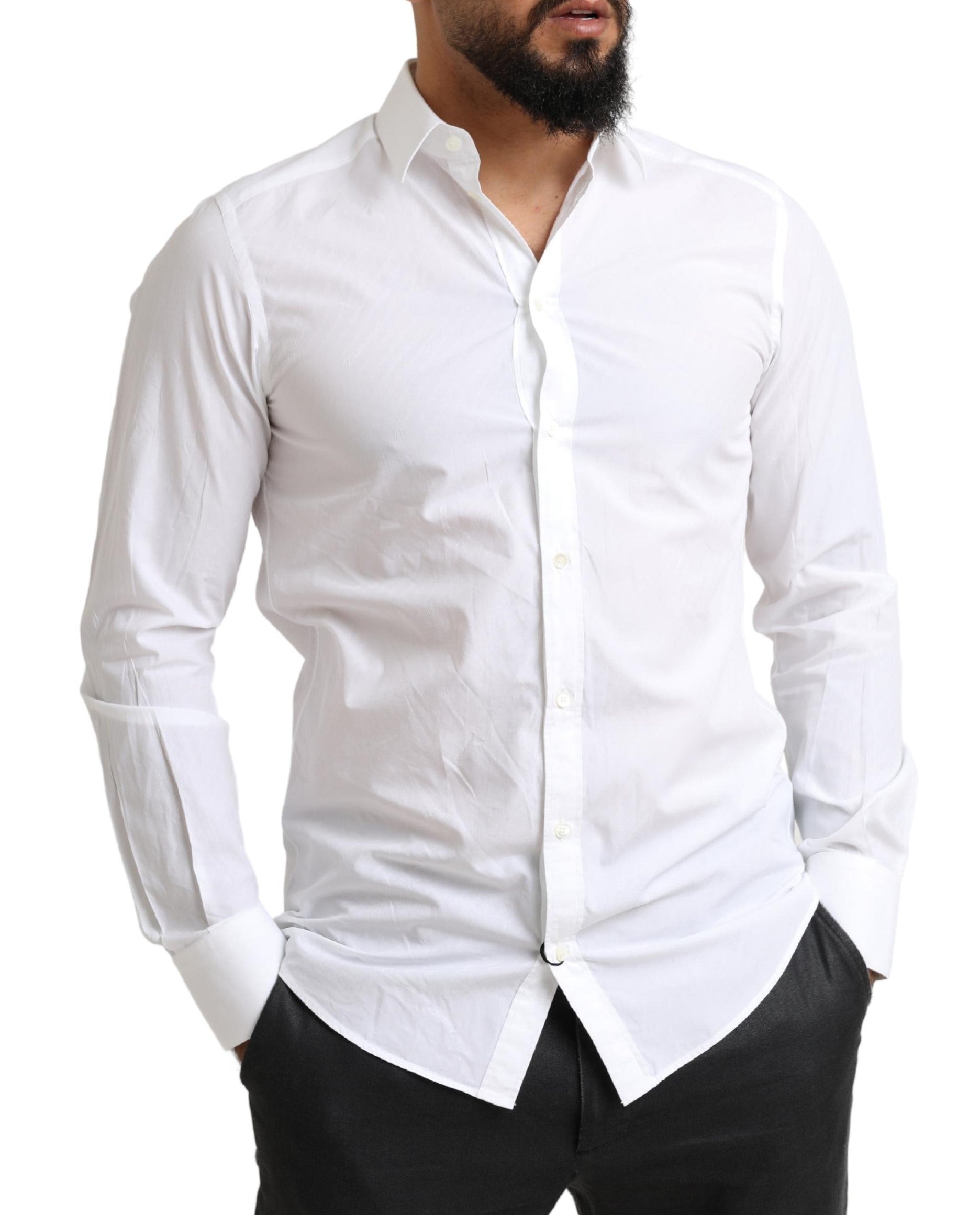 White MARTINI Cotton Dress Formal Shirt - ventzia
