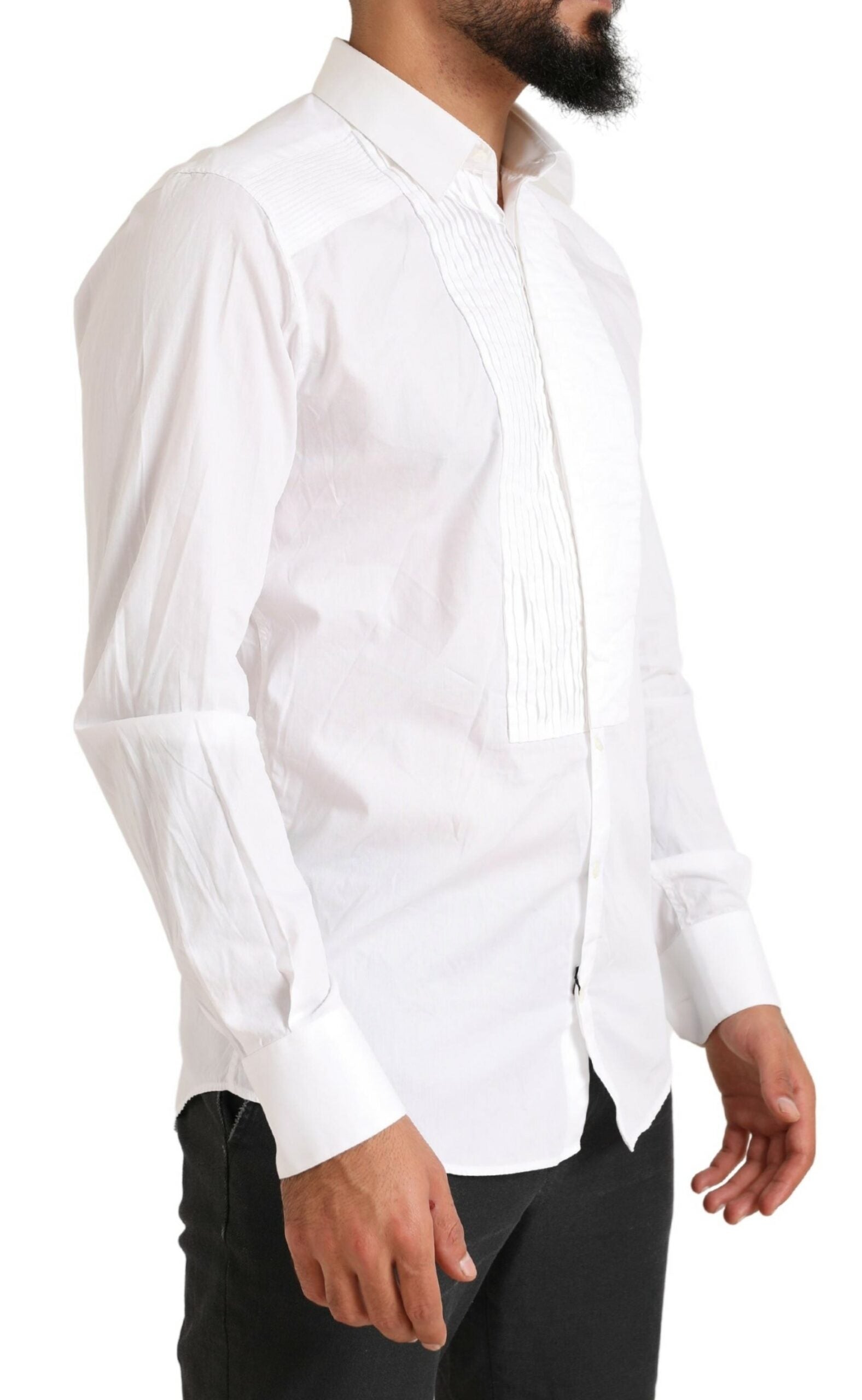 White GOLD Formal Cotton Tuxedo Dress Shirt - ventzia