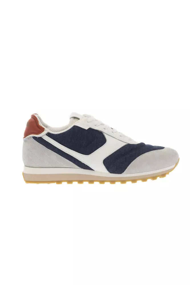 Multicolored Lace-Up Sneaker with Rubber Sole - ventzia