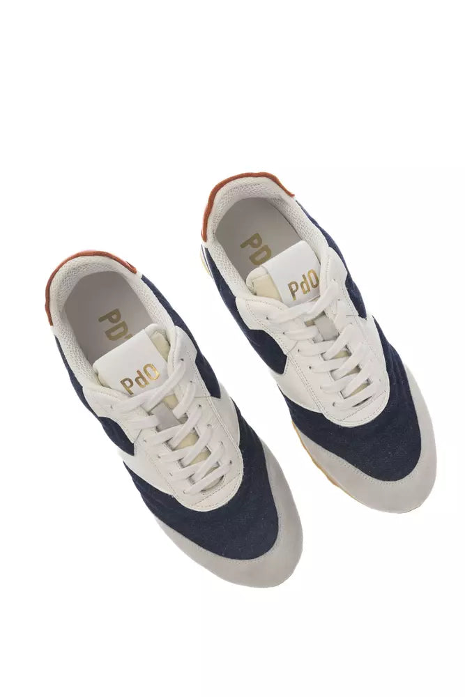 Multicolored Lace-Up Sneaker with Rubber Sole - ventzia